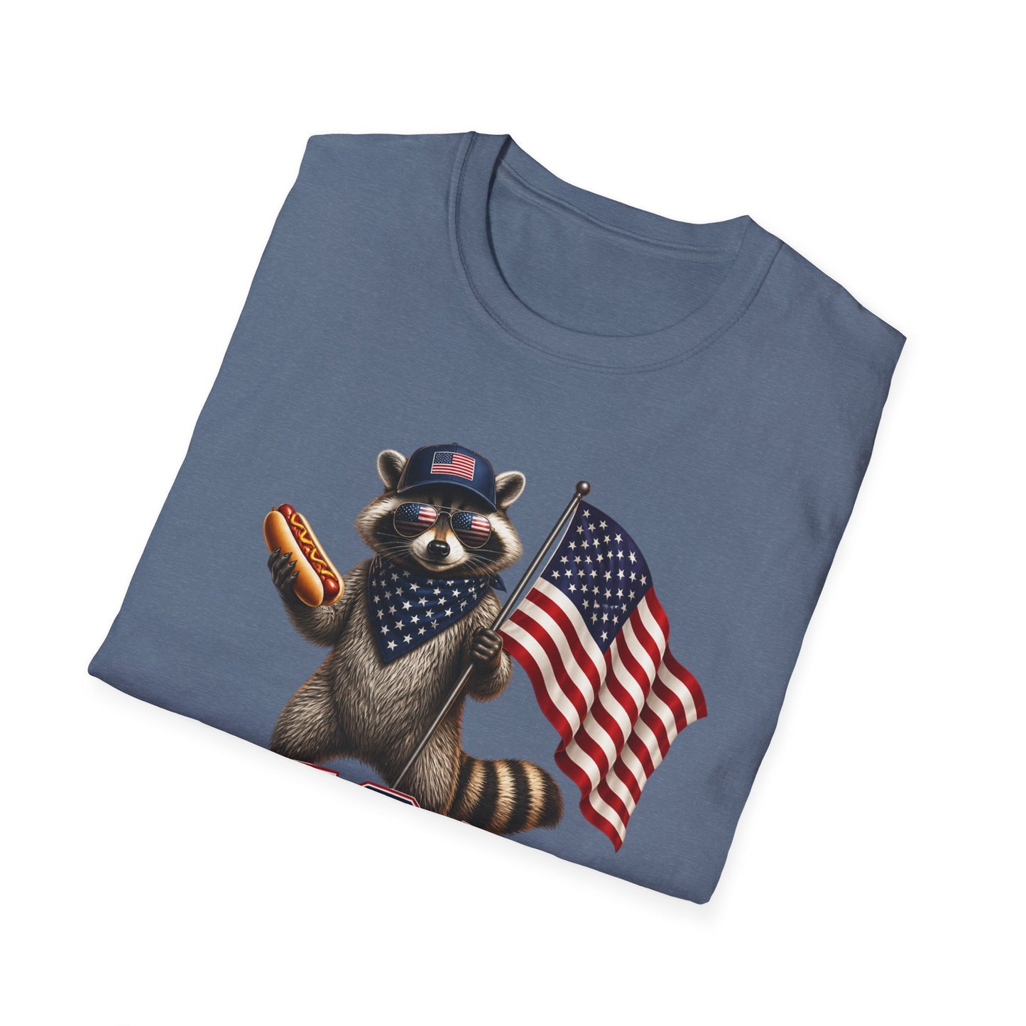 Patriotic Raccoon T-Shirt — USA 1776 "Two Fiddy" Flag Design
