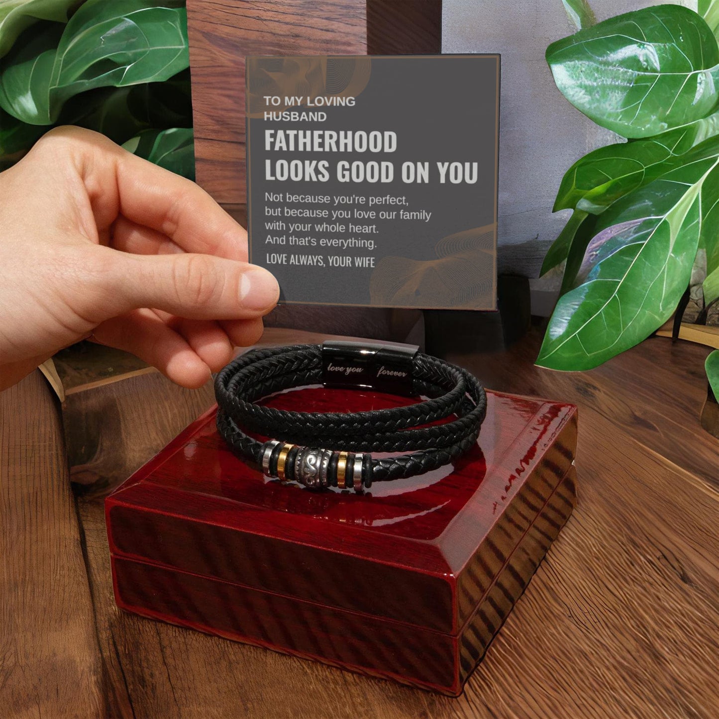 Gift To My Loving Husband From Wife “Fatherhood Looks Good On You” Love You Forever Bracelet