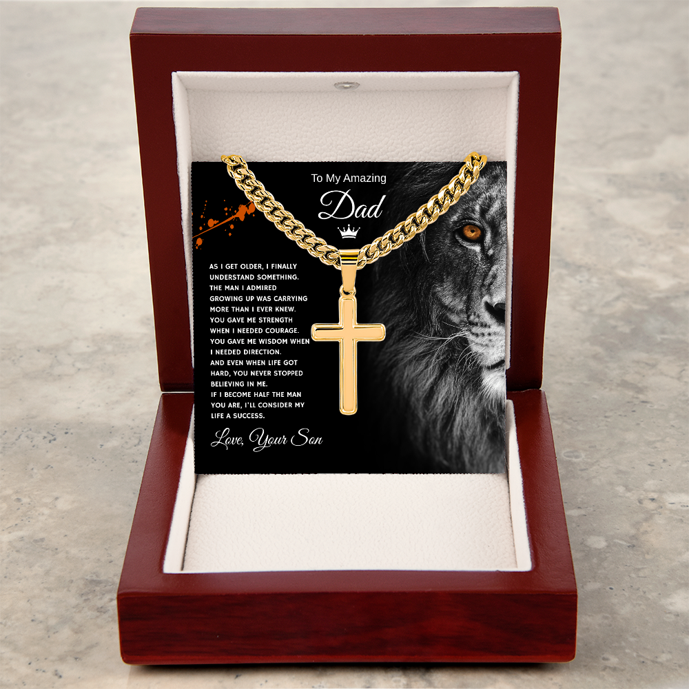 Gift To My Amazing Dad From Son “You Made Me Feel Unstoppable” Cross Link Chain Necklace