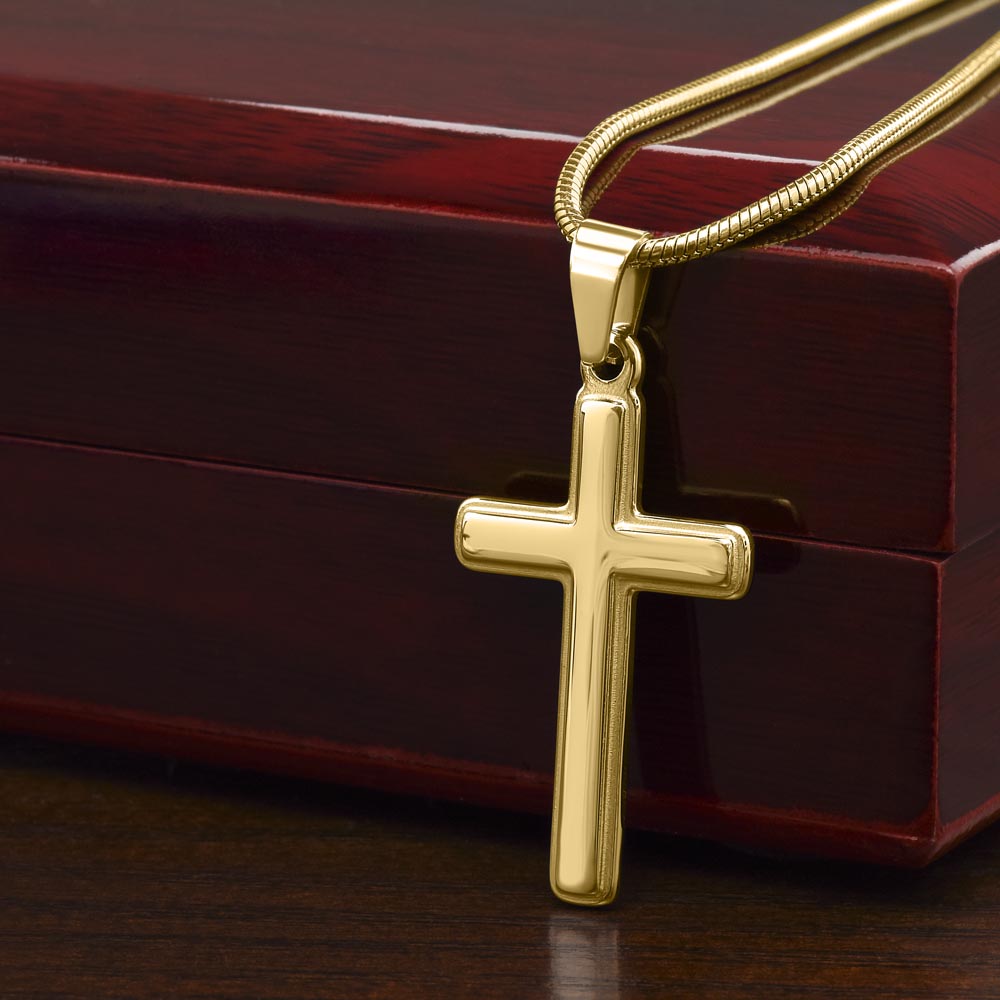 Gift To My Son From Mom “Be Fearless In Chasing Your Dreams” Cross with Link Chain Necklace