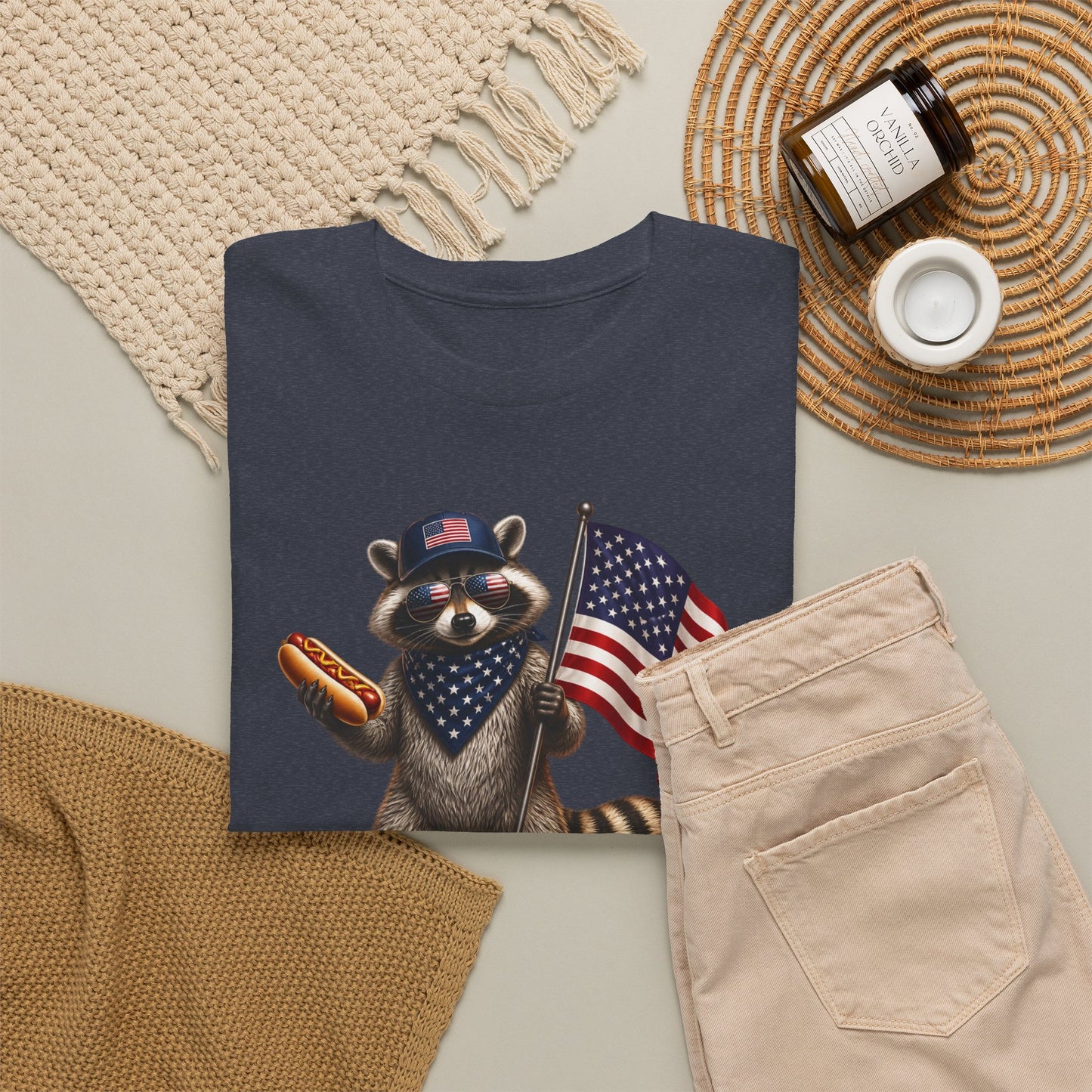 USA Raccoon Flag T-Shirt — "Two Fiddy" Patriotic 1776 Tee