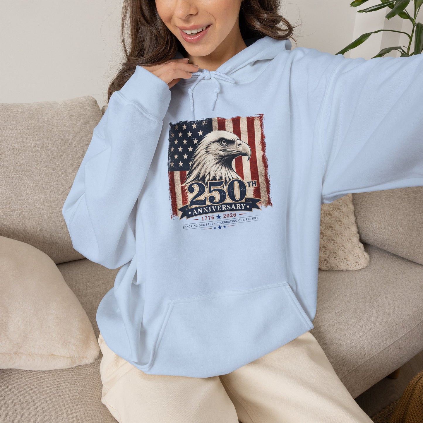 250th Anniversary Eagle Hoodie - Vintage American Flag Patriotic Sweatshirt