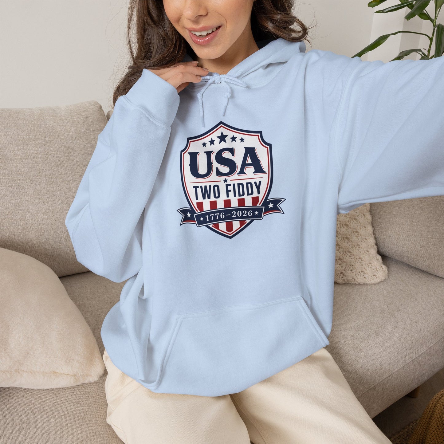 Hoodie - USA Two Fiddy Retro Shield Hoodie