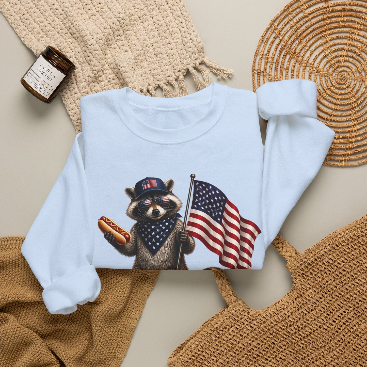 Patriotic Raccoon USA 1776 Two Fiddy Crewneck Sweatshirt