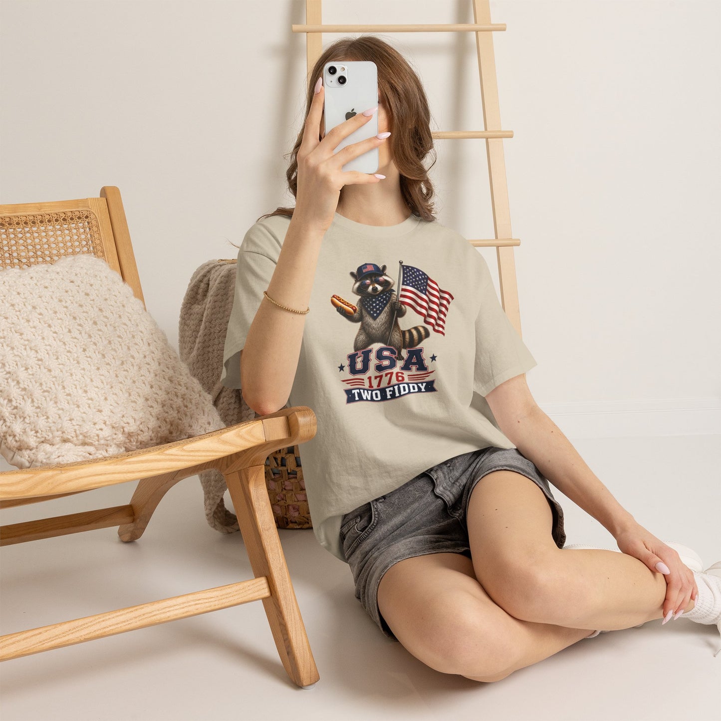 USA Raccoon Flag T-Shirt — "Two Fiddy" Patriotic 1776 Tee