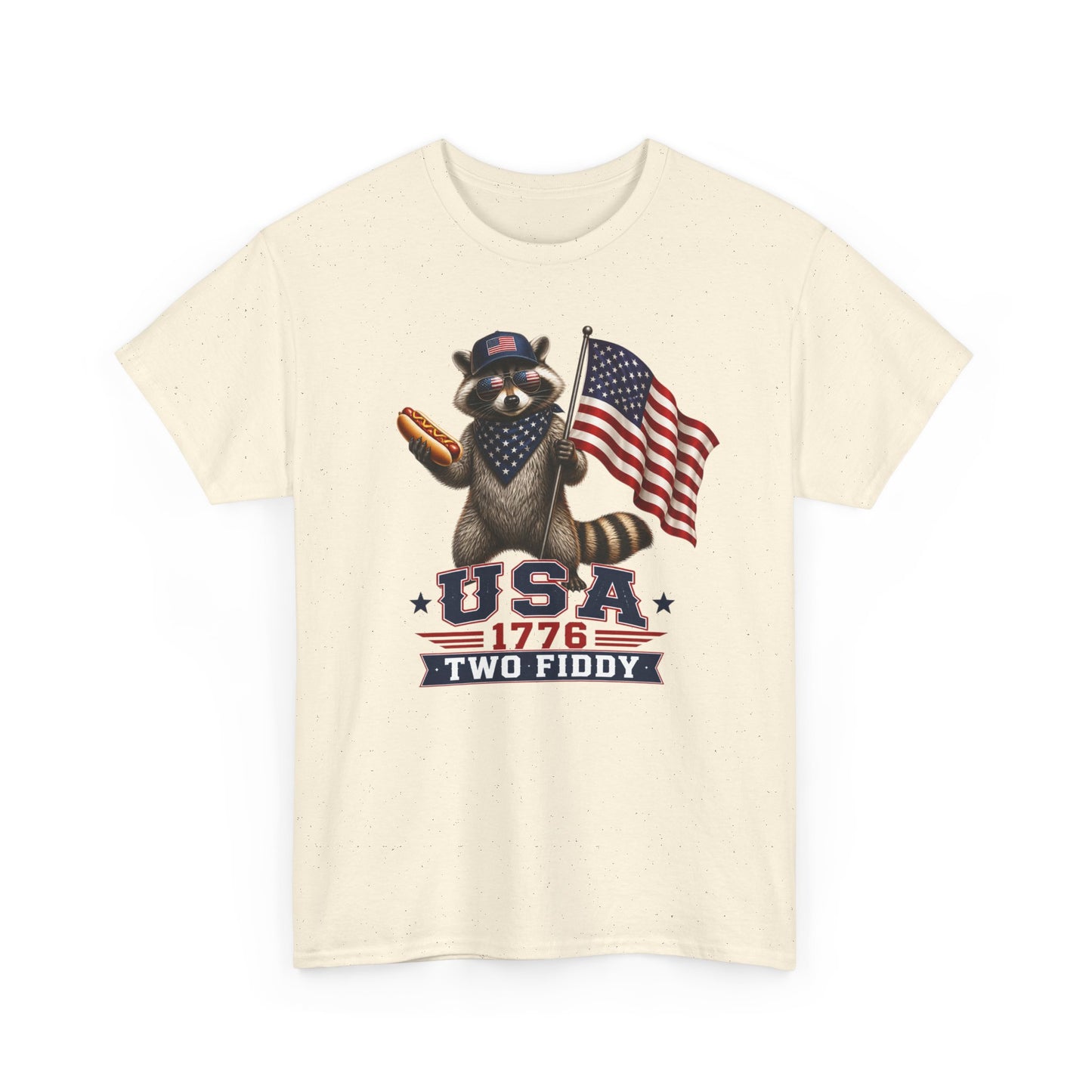 USA Raccoon Flag T-Shirt — "Two Fiddy" Patriotic 1776 Tee
