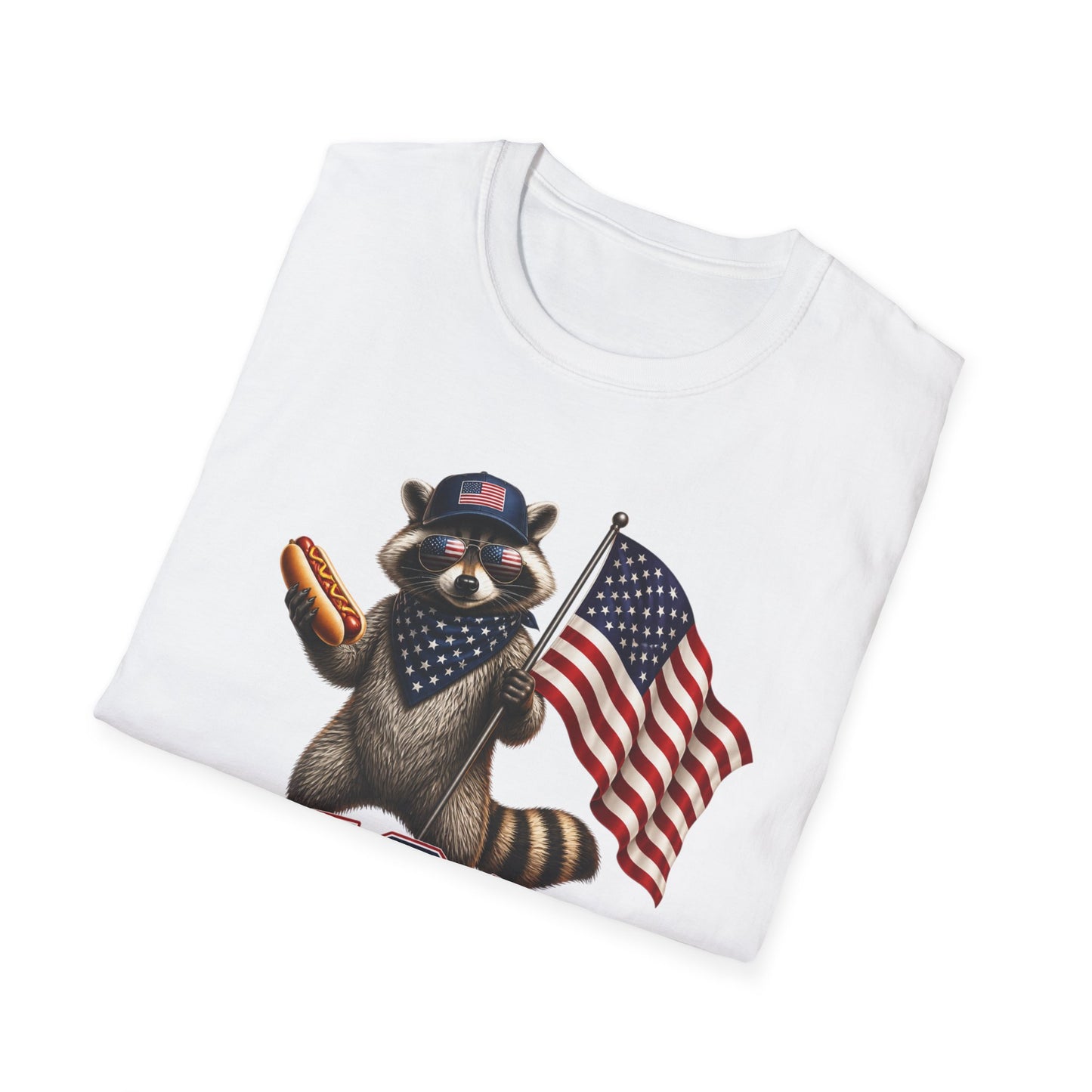 Patriotic Raccoon T-Shirt — USA 1776 "Two Fiddy" Flag Design