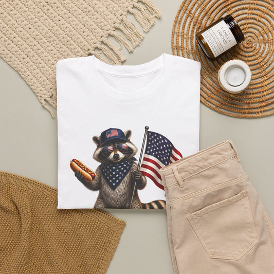 USA Raccoon Flag T-Shirt — "Two Fiddy" Patriotic 1776 Tee