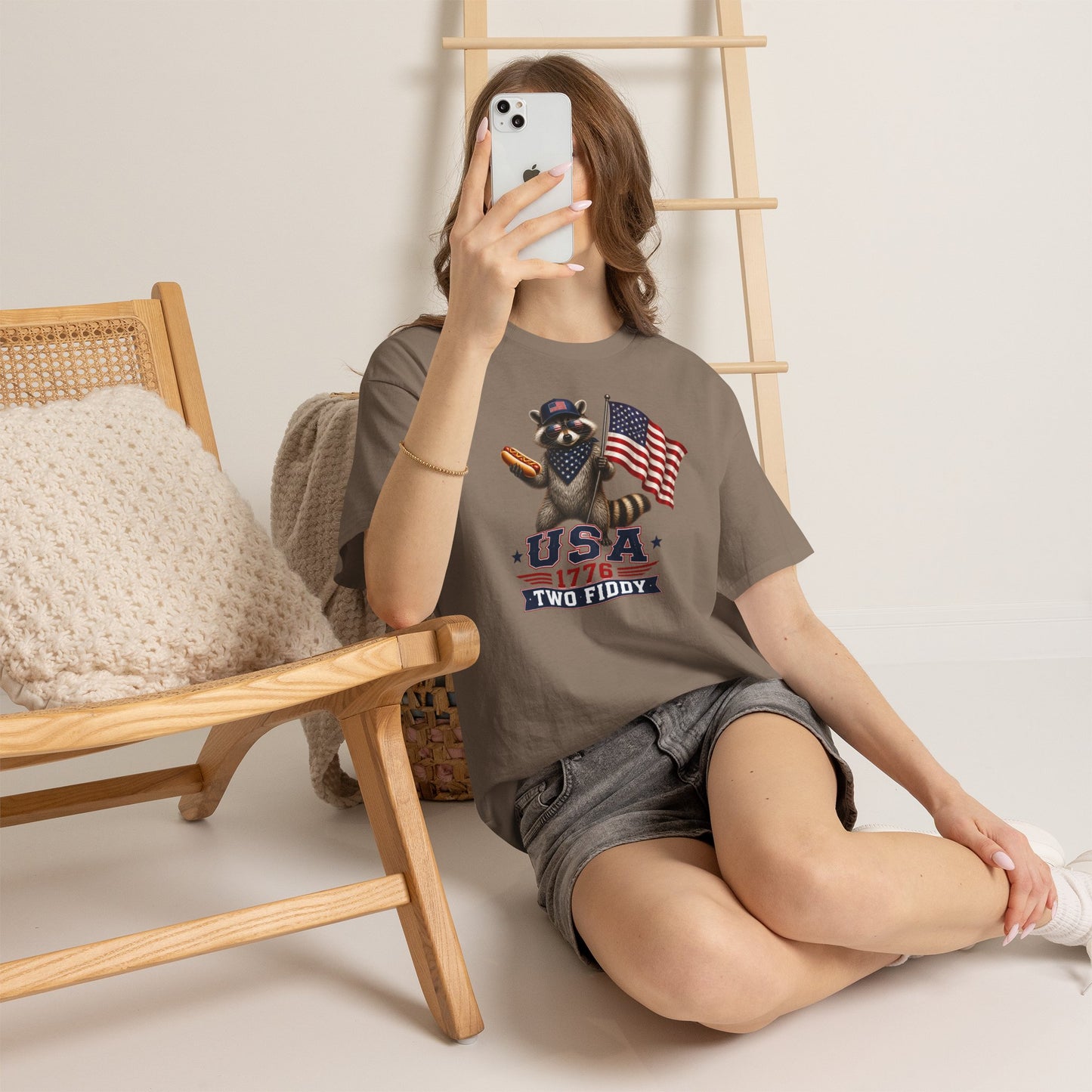 USA Raccoon Flag T-Shirt — "Two Fiddy" Patriotic 1776 Tee