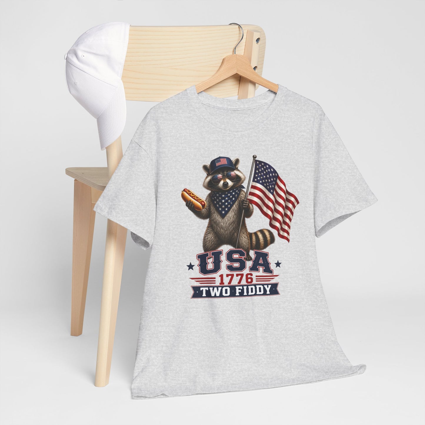 USA Raccoon Flag T-Shirt — "Two Fiddy" Patriotic 1776 Tee