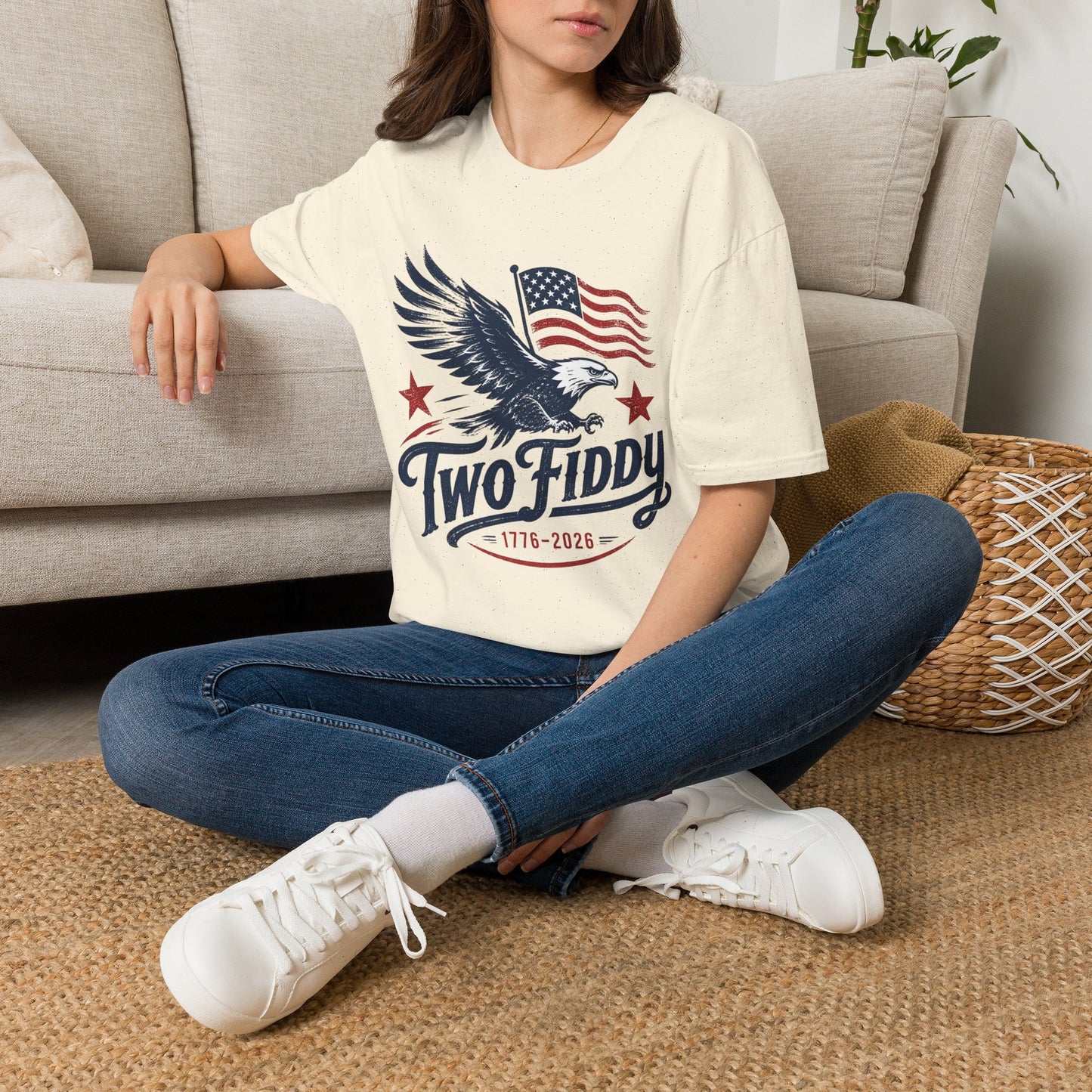 Eagle & American Flag T-Shirt — Two Fiddy Patriotic Tee (1776–2026)