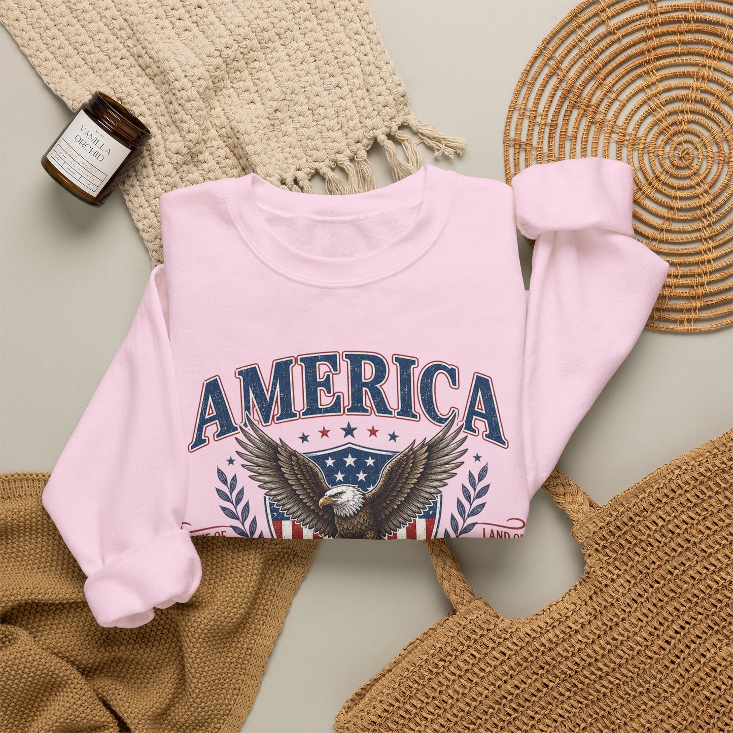 America Eagle Crewneck Sweatshirt – One Nation Under God 250 Years