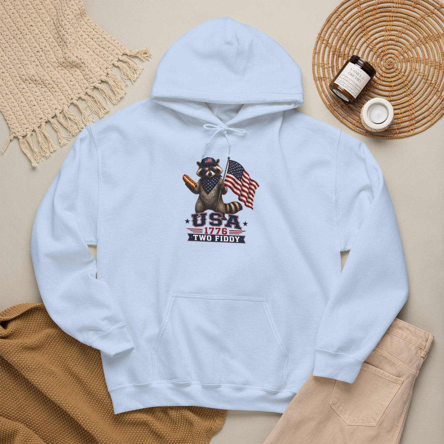 Patriotic Raccoon USA 1776 Hoodie - American Flag Independence Day Sweatshirt