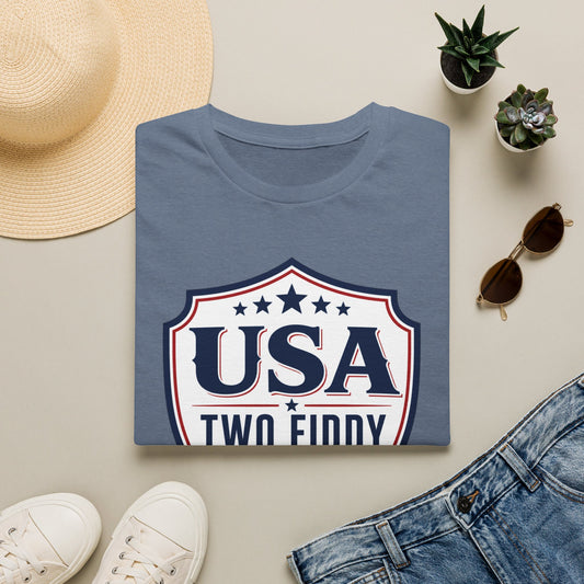 USA Two Fiddy T-Shirt — 1776–2026 Patriotic Shield Tee