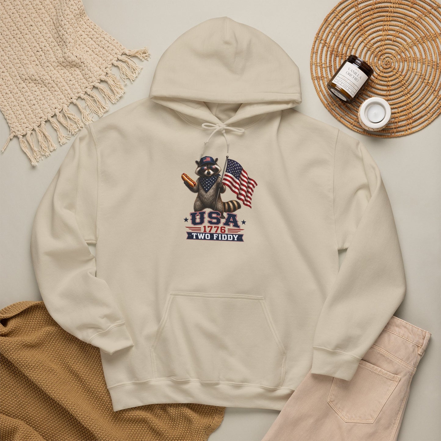 Patriotic Raccoon USA 1776 Hoodie - American Flag Independence Day Sweatshirt