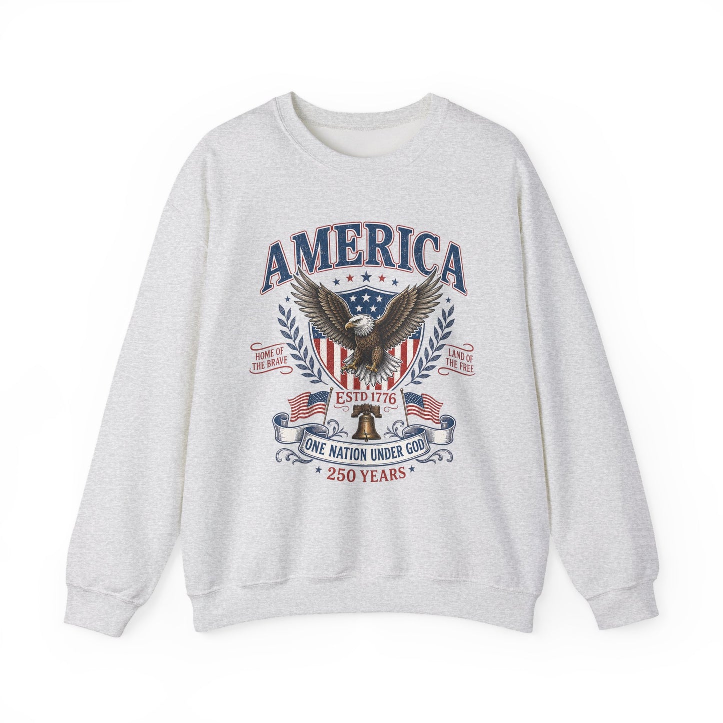 America Eagle Crewneck Sweatshirt – One Nation Under God 250 Years