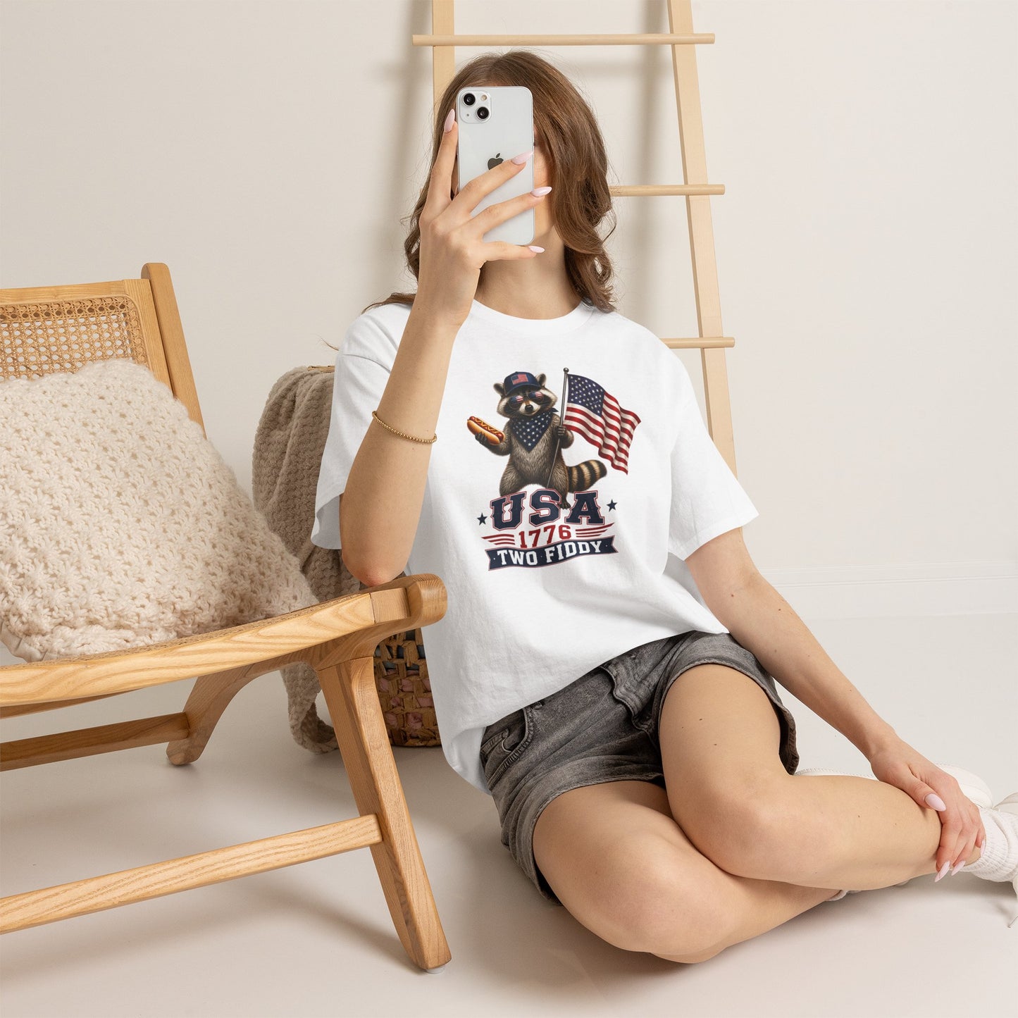 USA Raccoon Flag T-Shirt — "Two Fiddy" Patriotic 1776 Tee