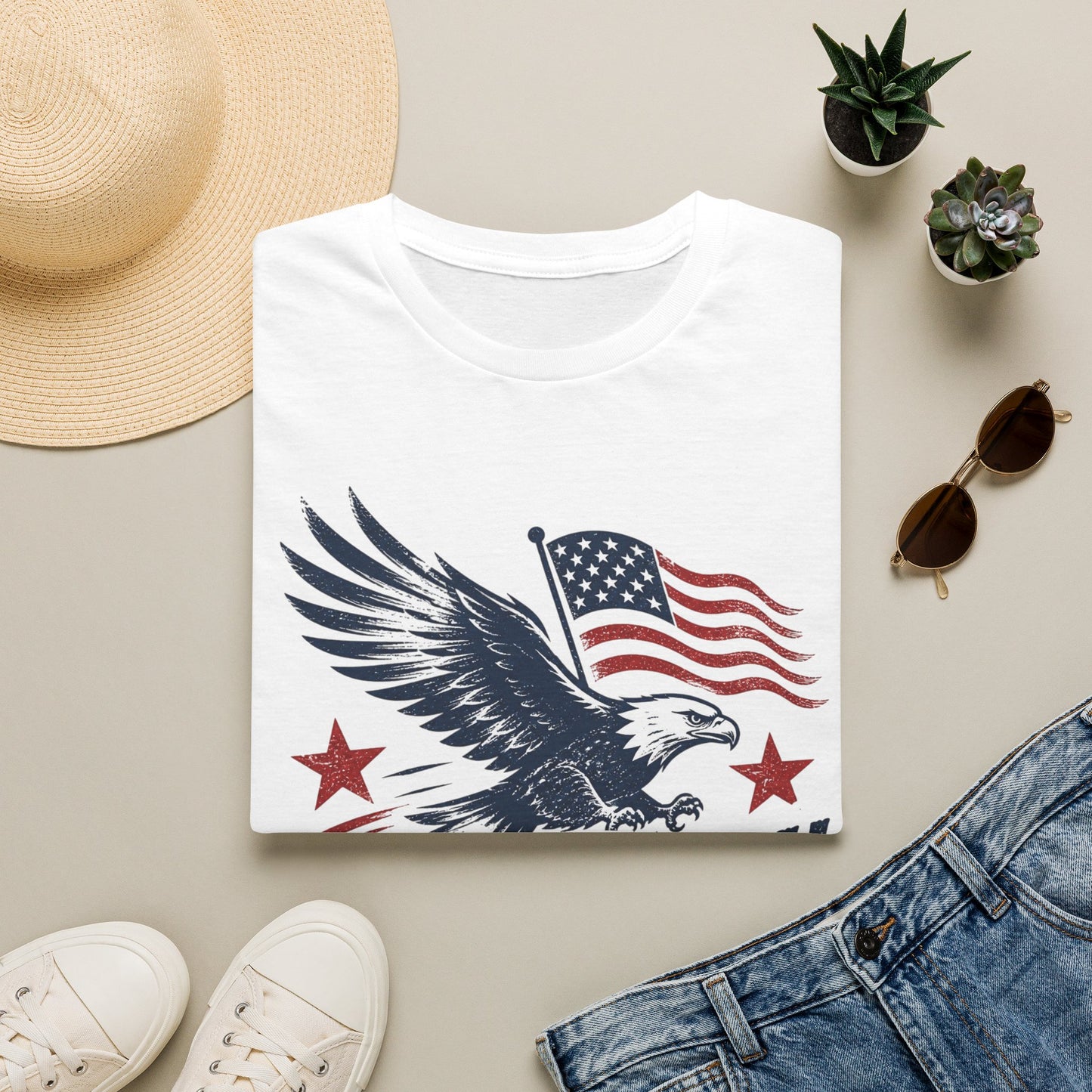 Eagle & American Flag T-Shirt — Two Fiddy Patriotic Tee (1776–2026)