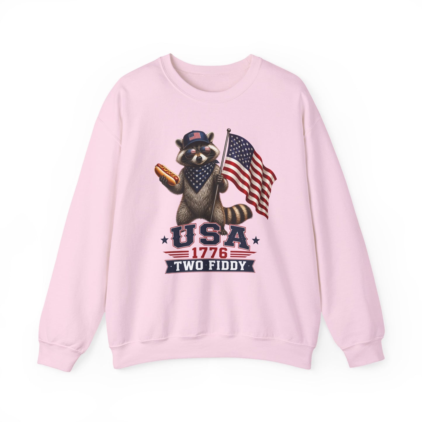 Patriotic Raccoon USA 1776 Two Fiddy Crewneck Sweatshirt