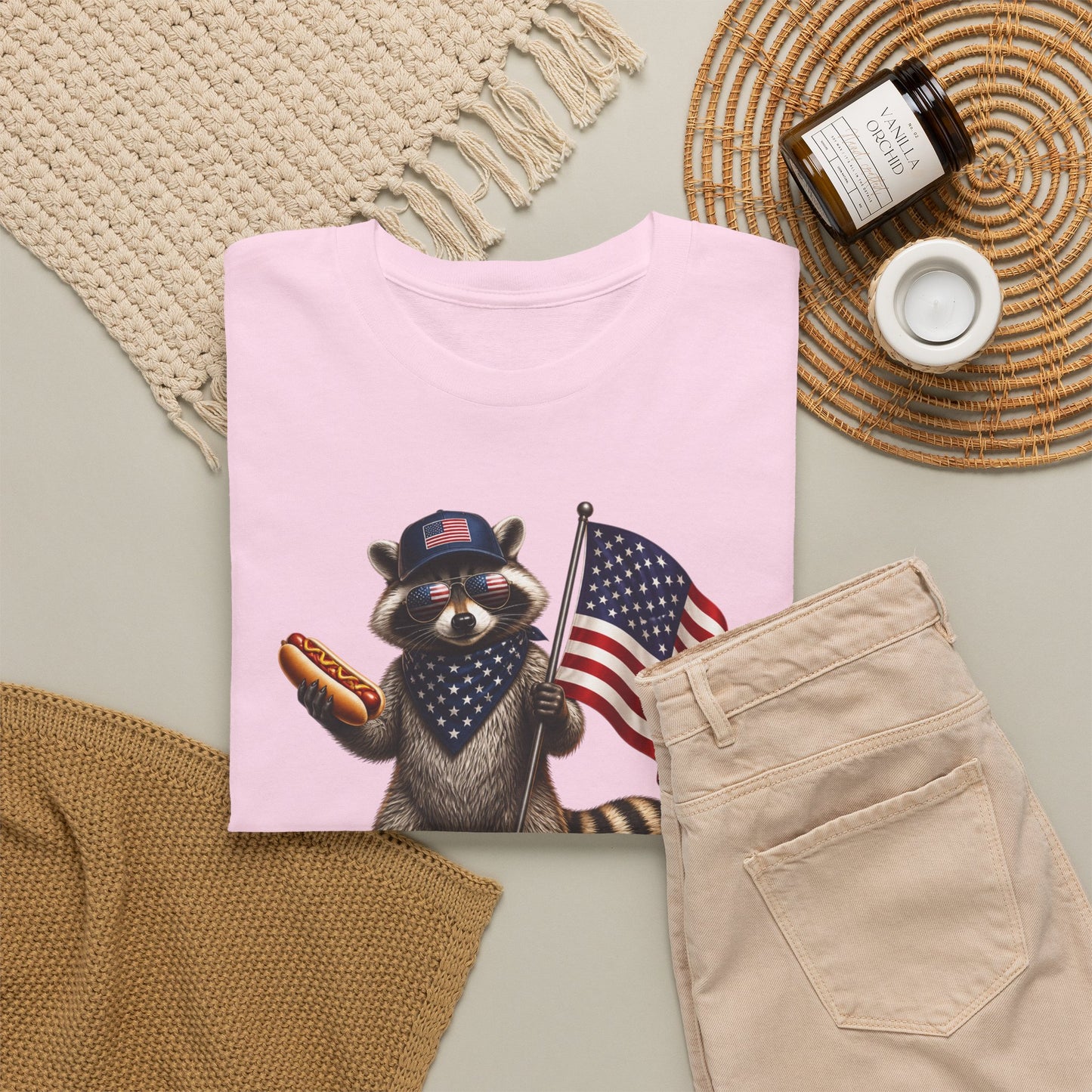 USA Raccoon Flag T-Shirt — "Two Fiddy" Patriotic 1776 Tee