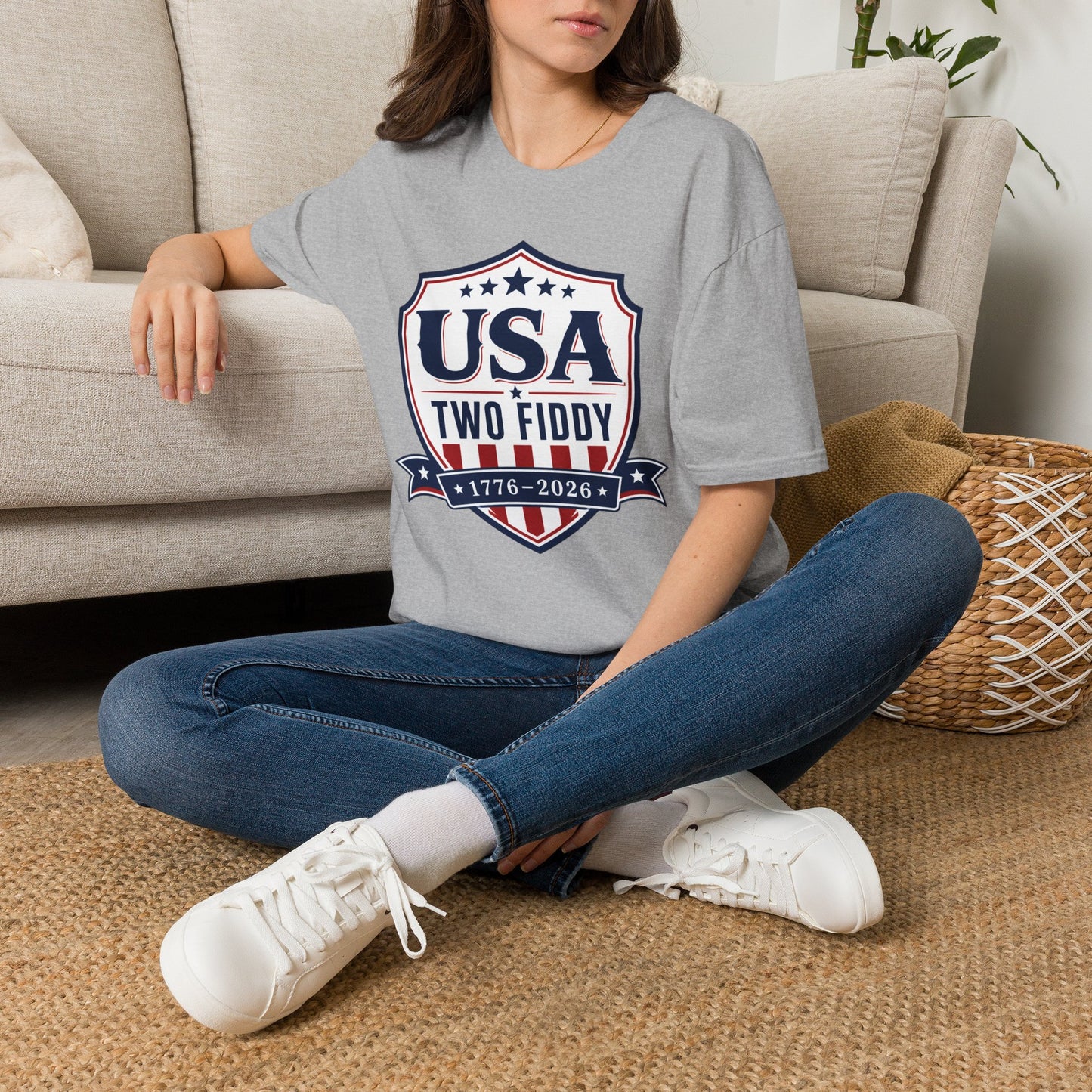 USA Two Fiddy T-Shirt — 1776–2026 Patriotic Shield Tee