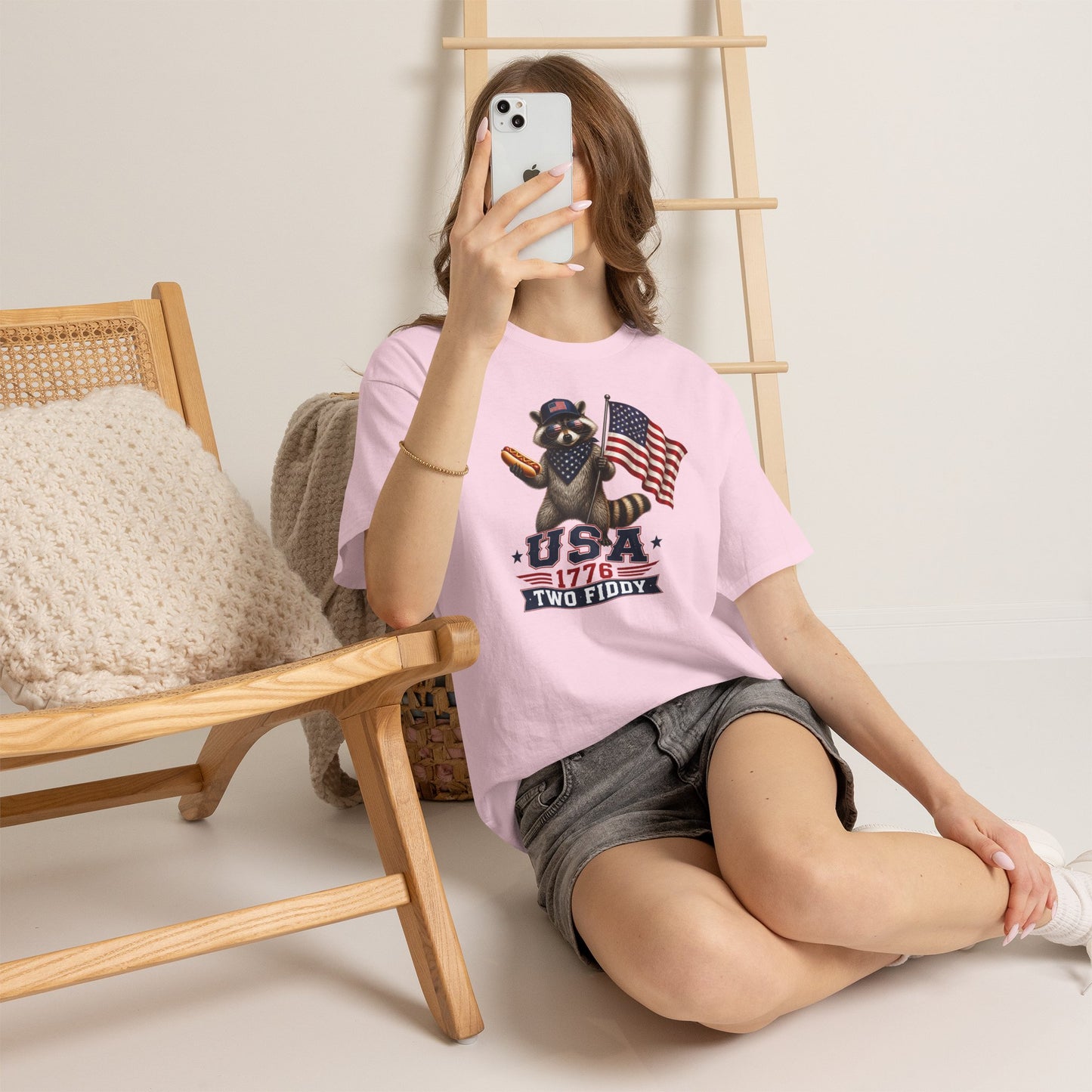 USA Raccoon Flag T-Shirt — "Two Fiddy" Patriotic 1776 Tee