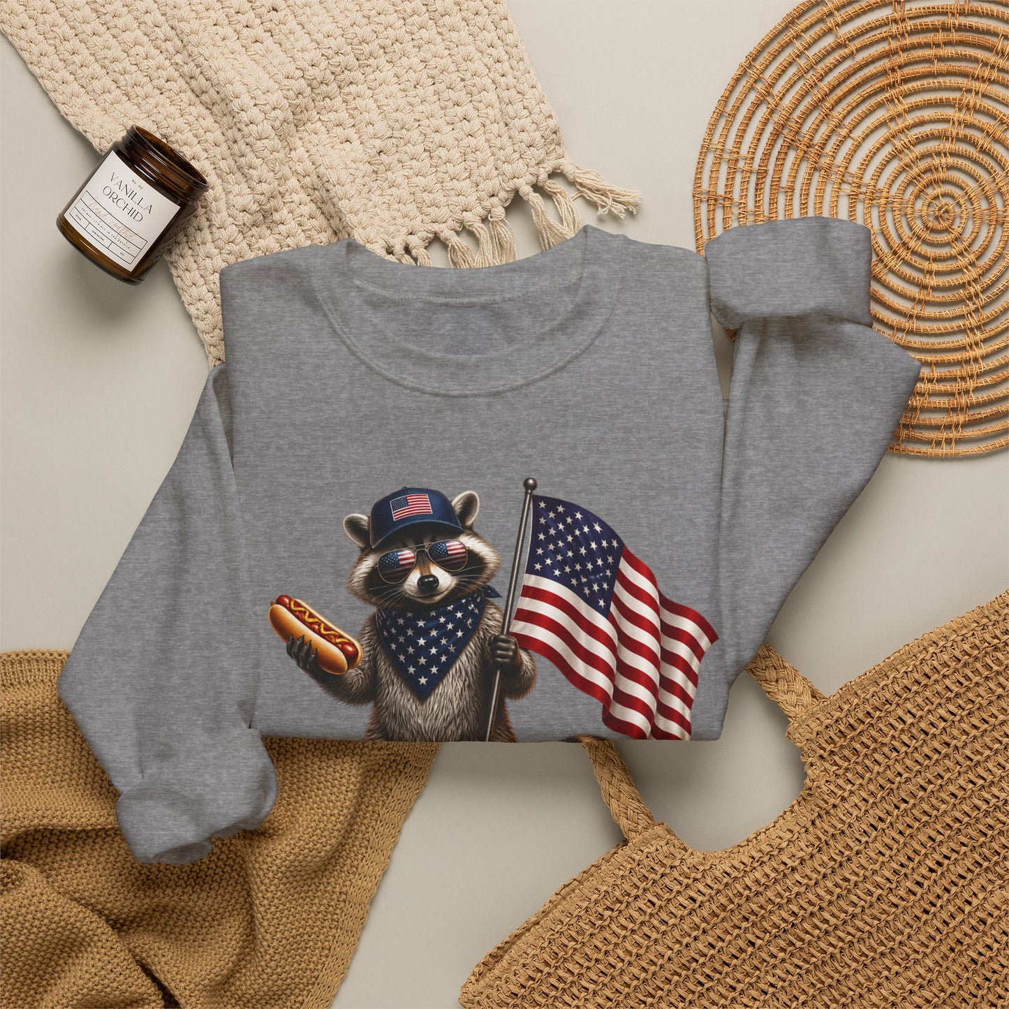 Patriotic Raccoon USA 1776 Two Fiddy Crewneck Sweatshirt