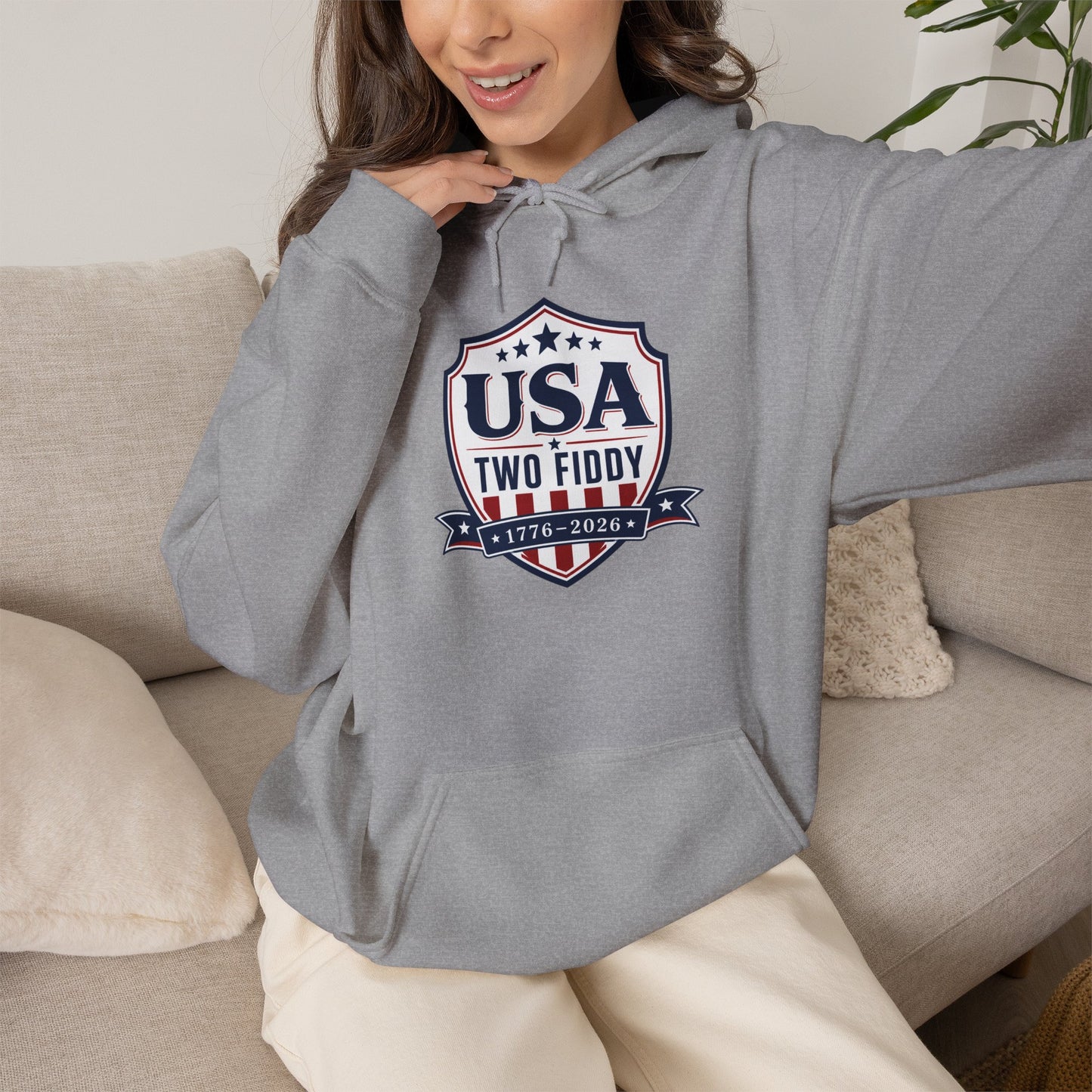 Hoodie - USA Two Fiddy Retro Shield Hoodie