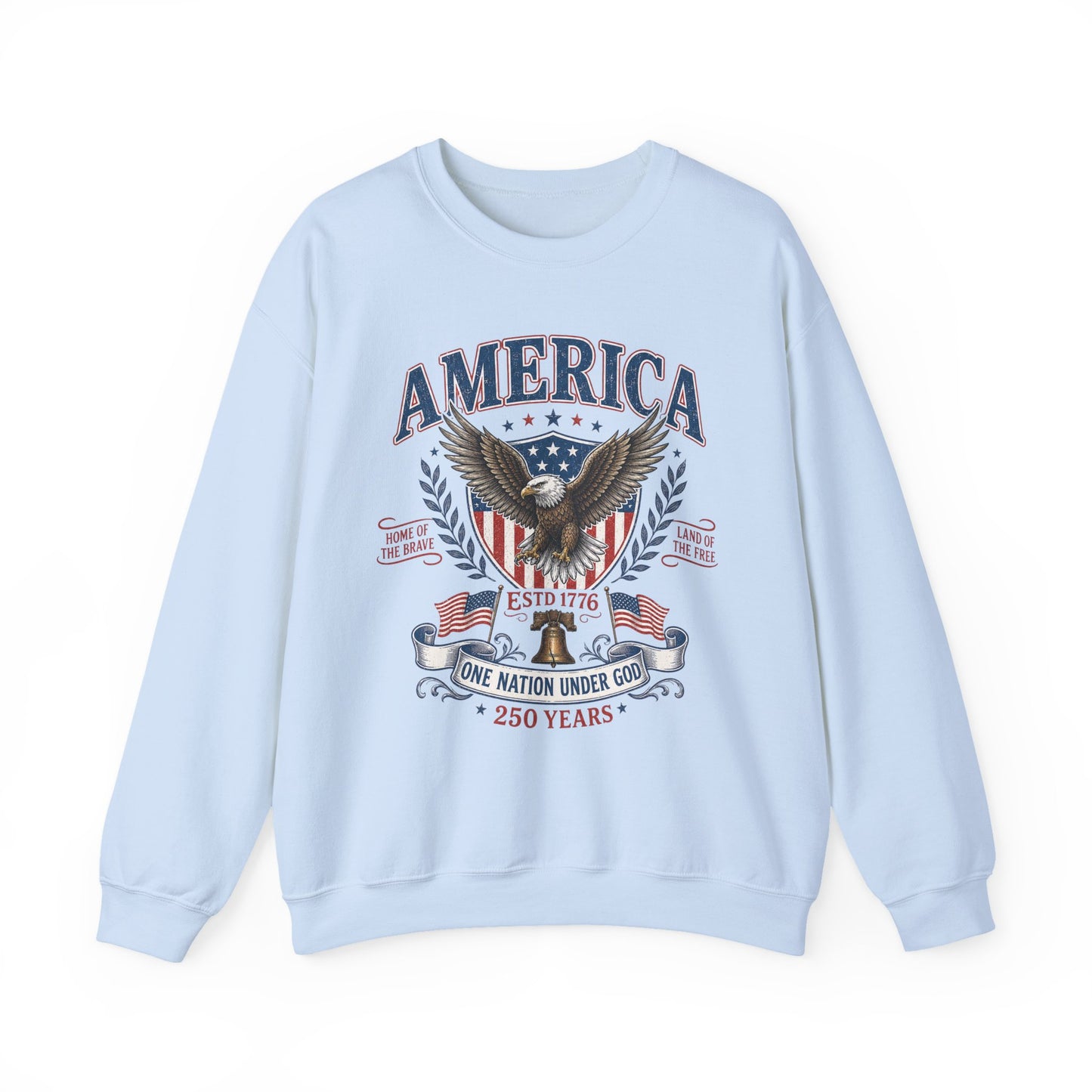 America Eagle Crewneck Sweatshirt – One Nation Under God 250 Years
