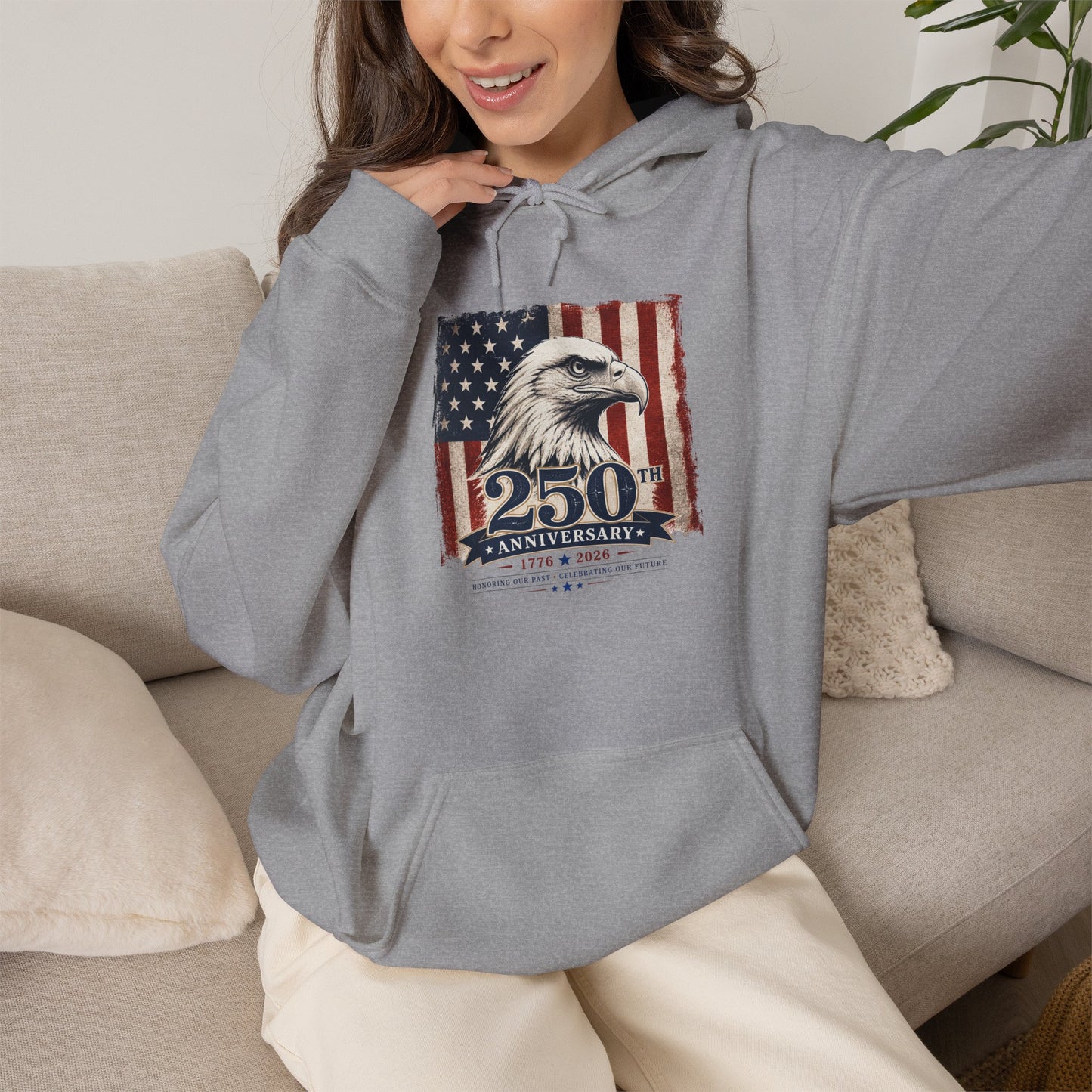 250th Anniversary Eagle Hoodie - Vintage American Flag Patriotic Sweatshirt
