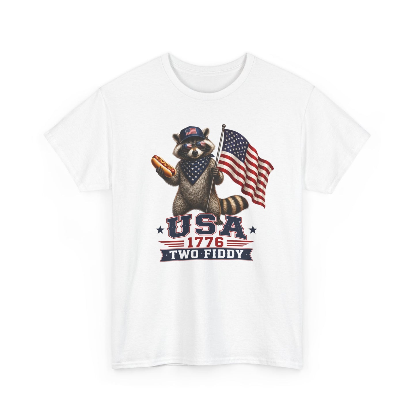 USA Raccoon Flag T-Shirt — "Two Fiddy" Patriotic 1776 Tee