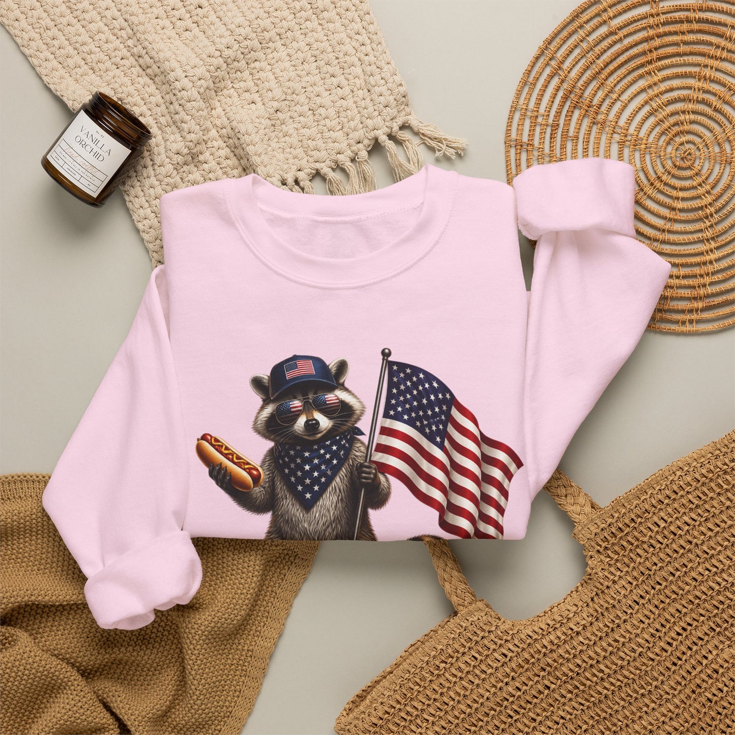 Patriotic Raccoon USA 1776 Two Fiddy Crewneck Sweatshirt