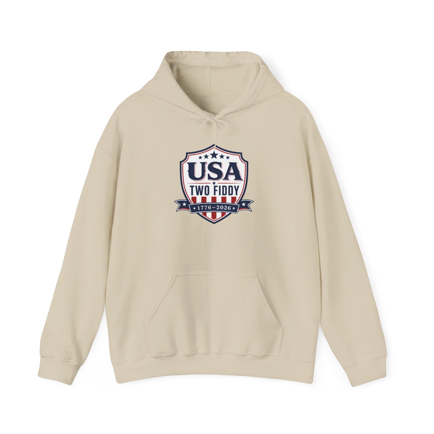 USA Two Fiddy Shield Hoodie — Patriotic Vintage American Flag Sweatshirt (Two Fifty)
