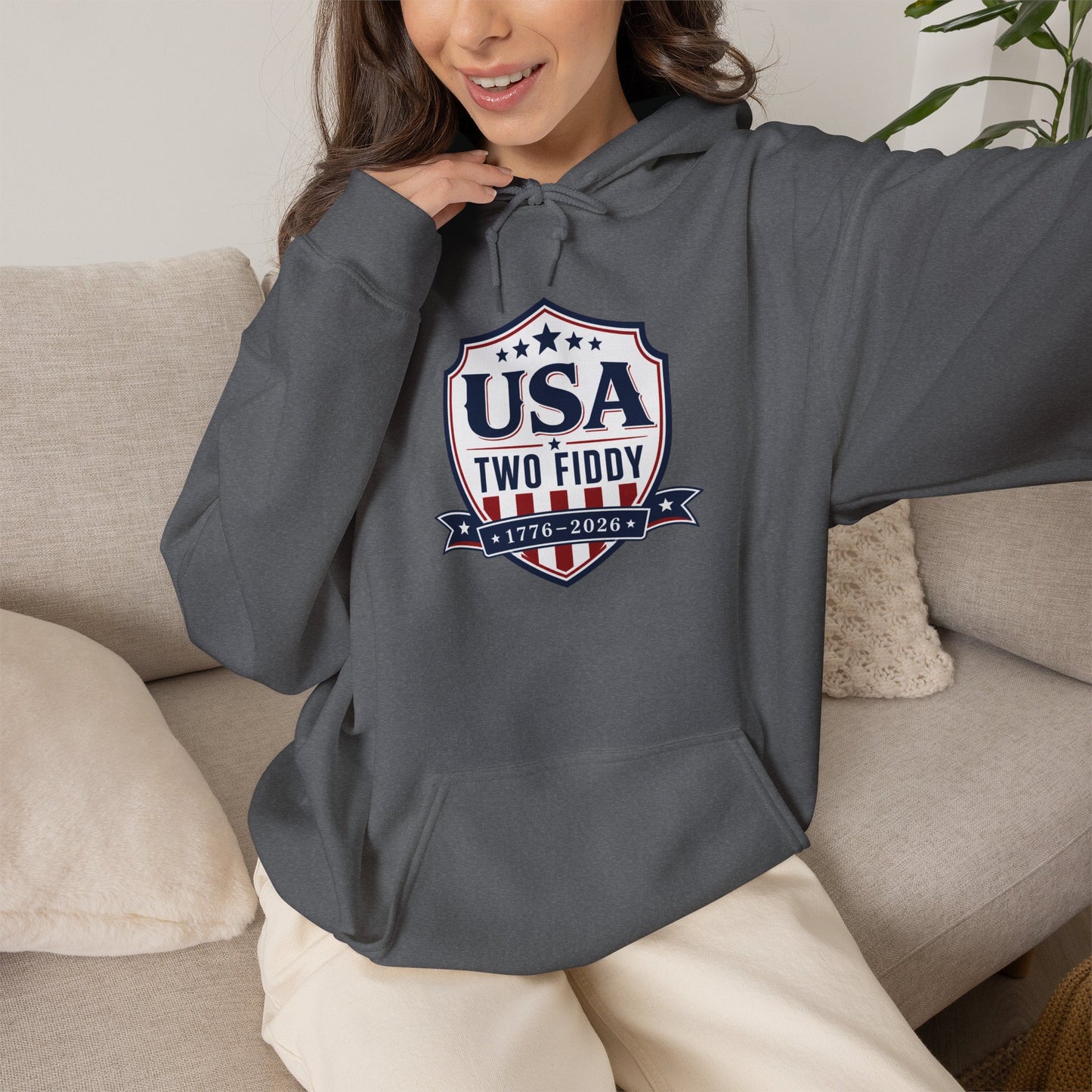 Hoodie - USA Two Fiddy Retro Shield Hoodie