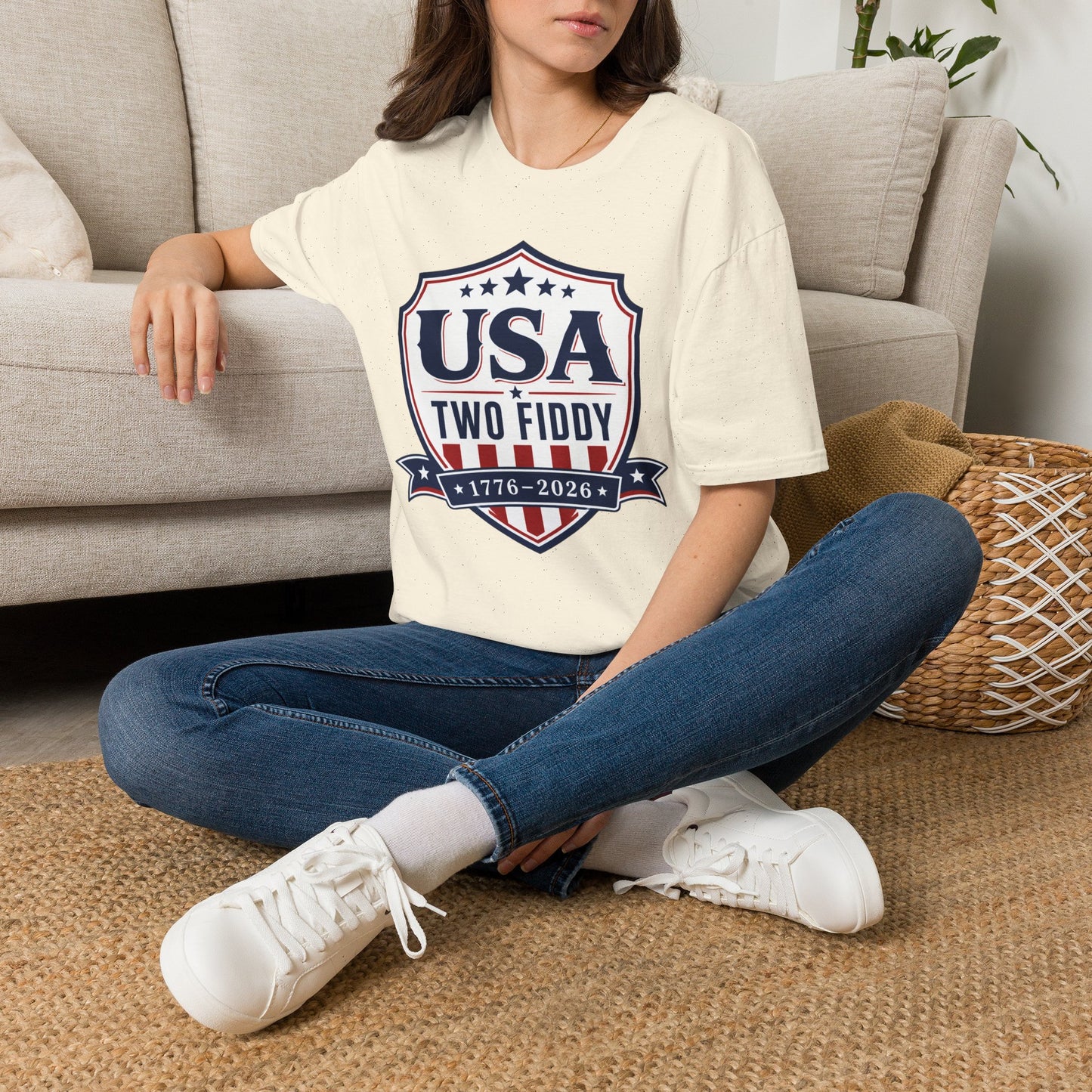 USA Two Fiddy T-Shirt — 1776–2026 Patriotic Shield Tee