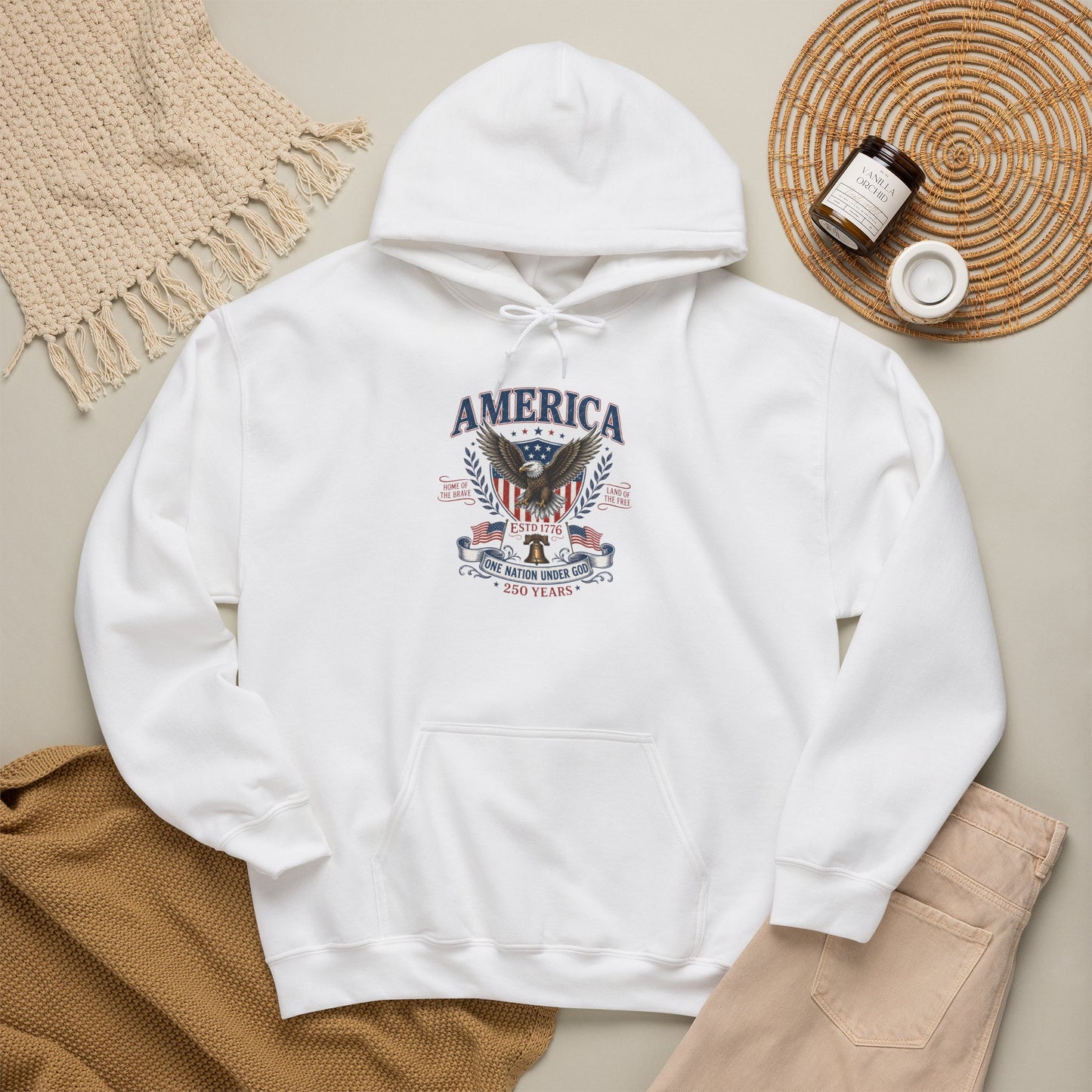 America Eagle Hoodie - Patriotic USA Flag Graphic Pullover