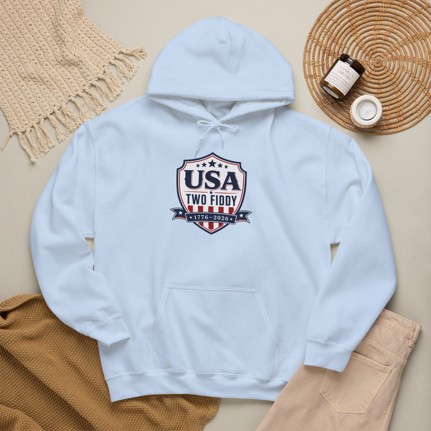 Hoodie - USA Two Fiddy Retro Shield Hoodie