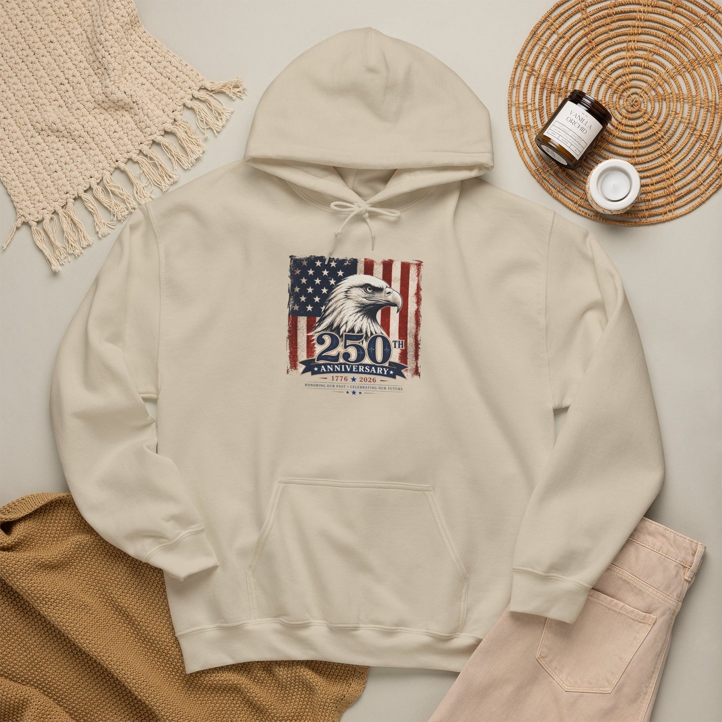 250th Anniversary Eagle Hoodie - Vintage American Flag Patriotic Sweatshirt