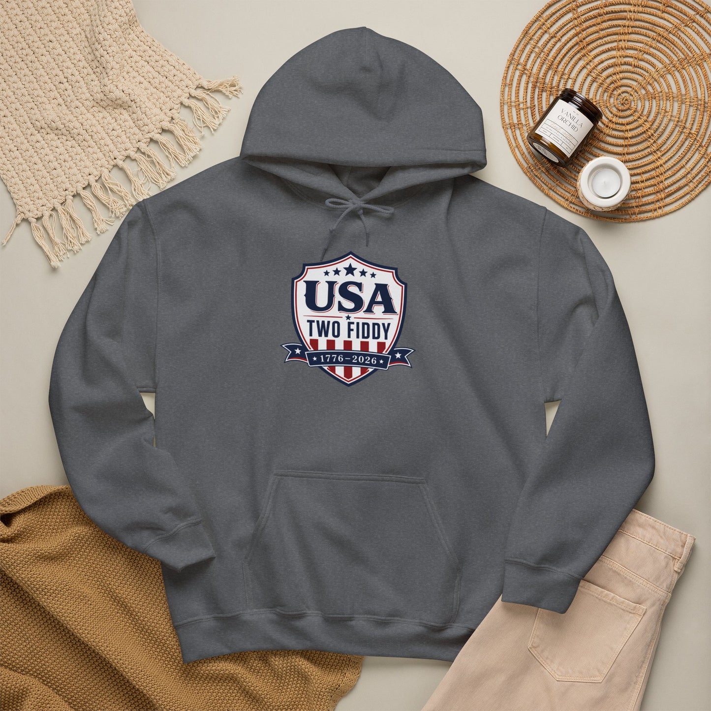 Hoodie - USA Two Fiddy Retro Shield Hoodie