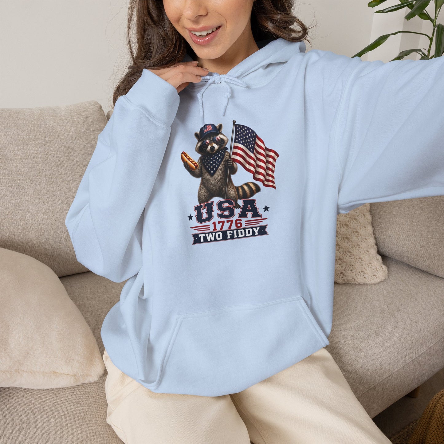Patriotic Raccoon USA 1776 Hoodie - American Flag Independence Day Sweatshirt