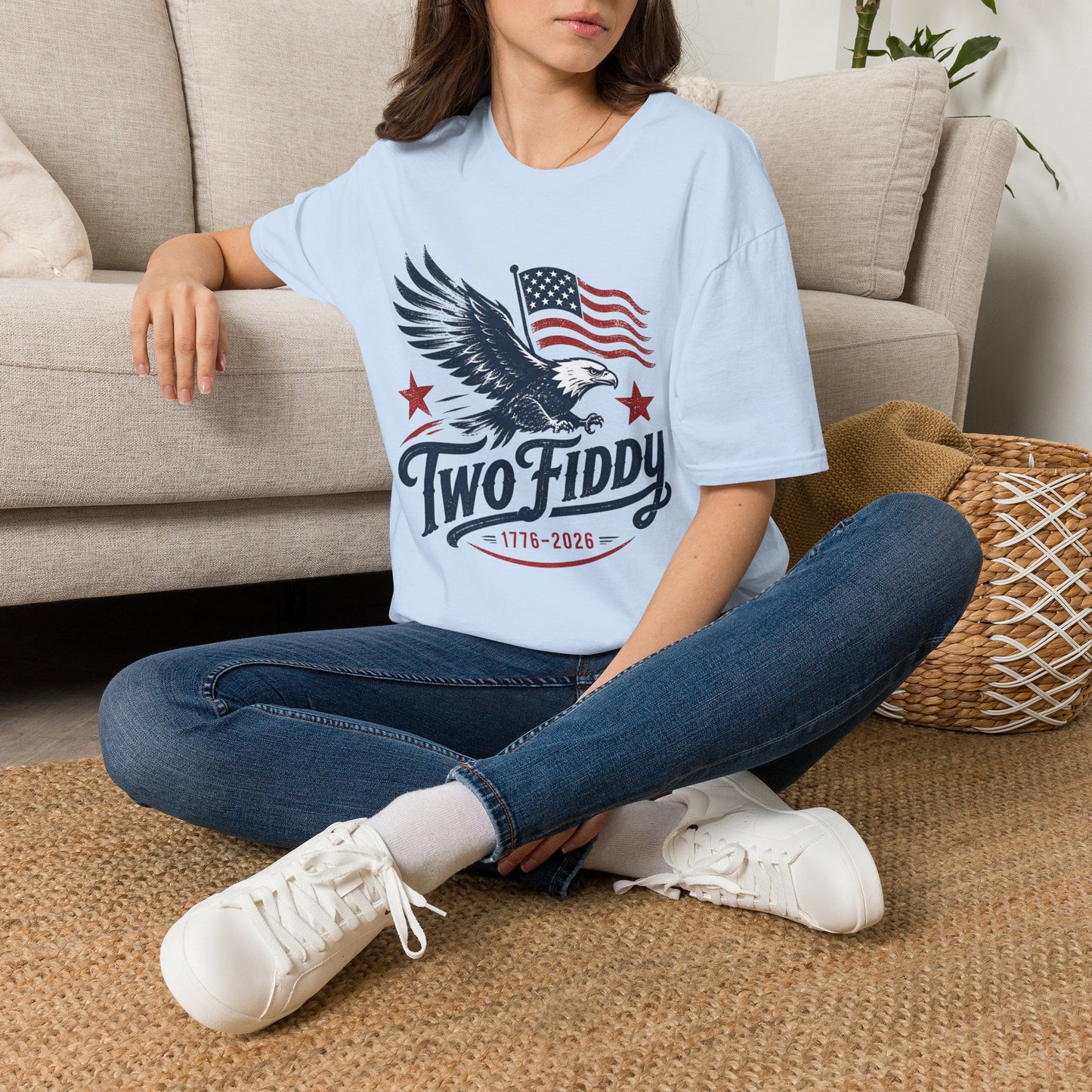 Eagle & American Flag T-Shirt — Two Fiddy Patriotic Tee (1776–2026)