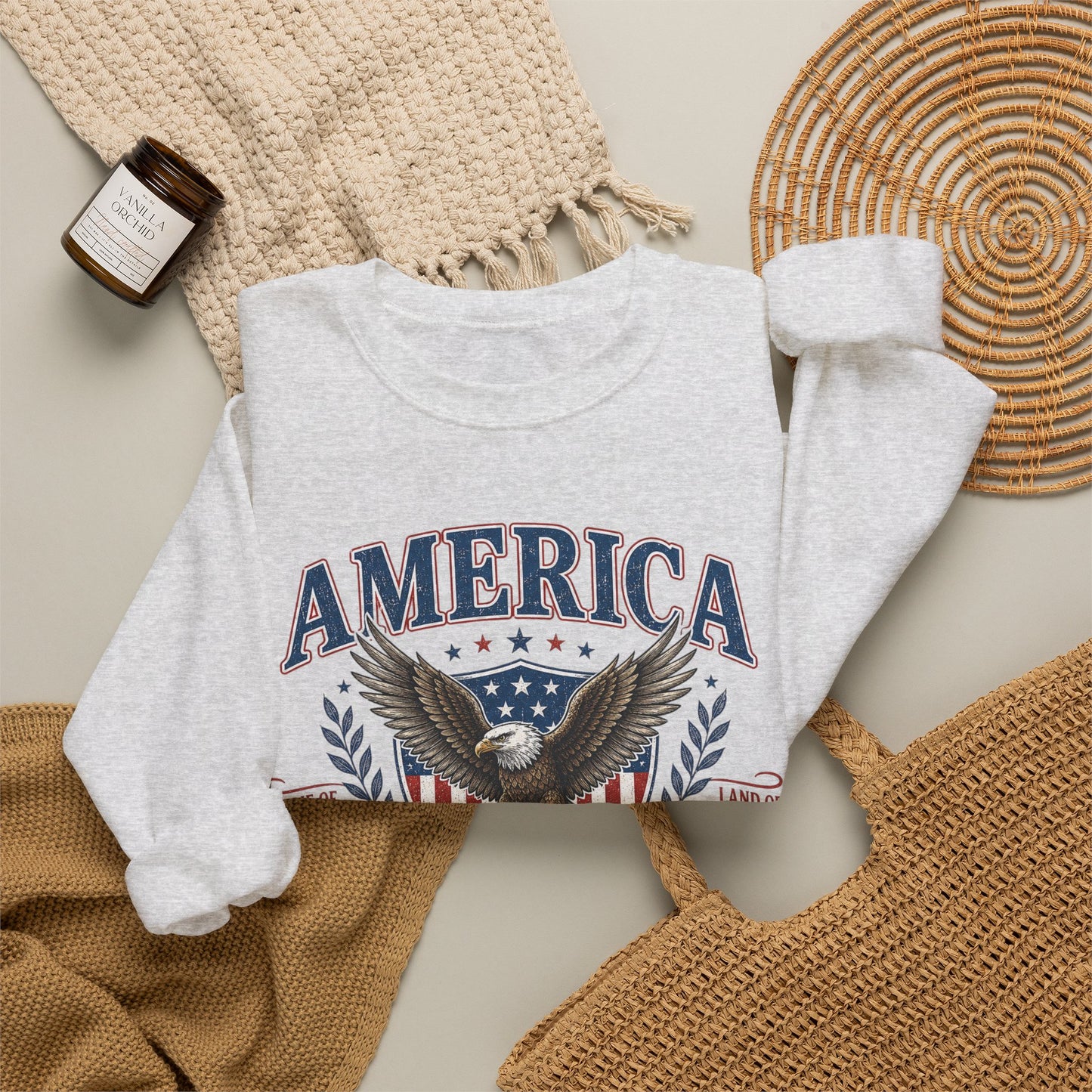 America Eagle Crewneck Sweatshirt – One Nation Under God 250 Years
