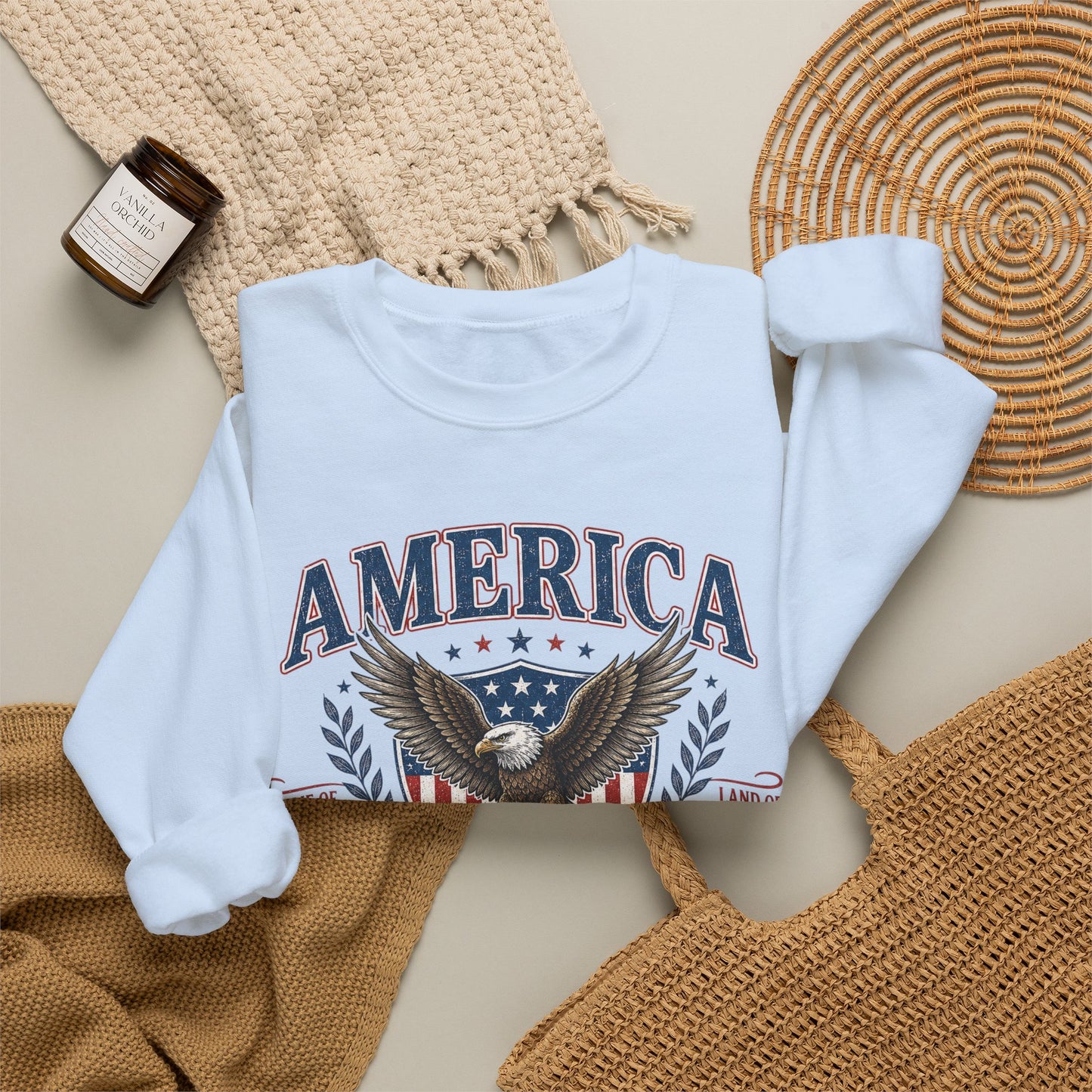 America Eagle Crewneck Sweatshirt – One Nation Under God 250 Years