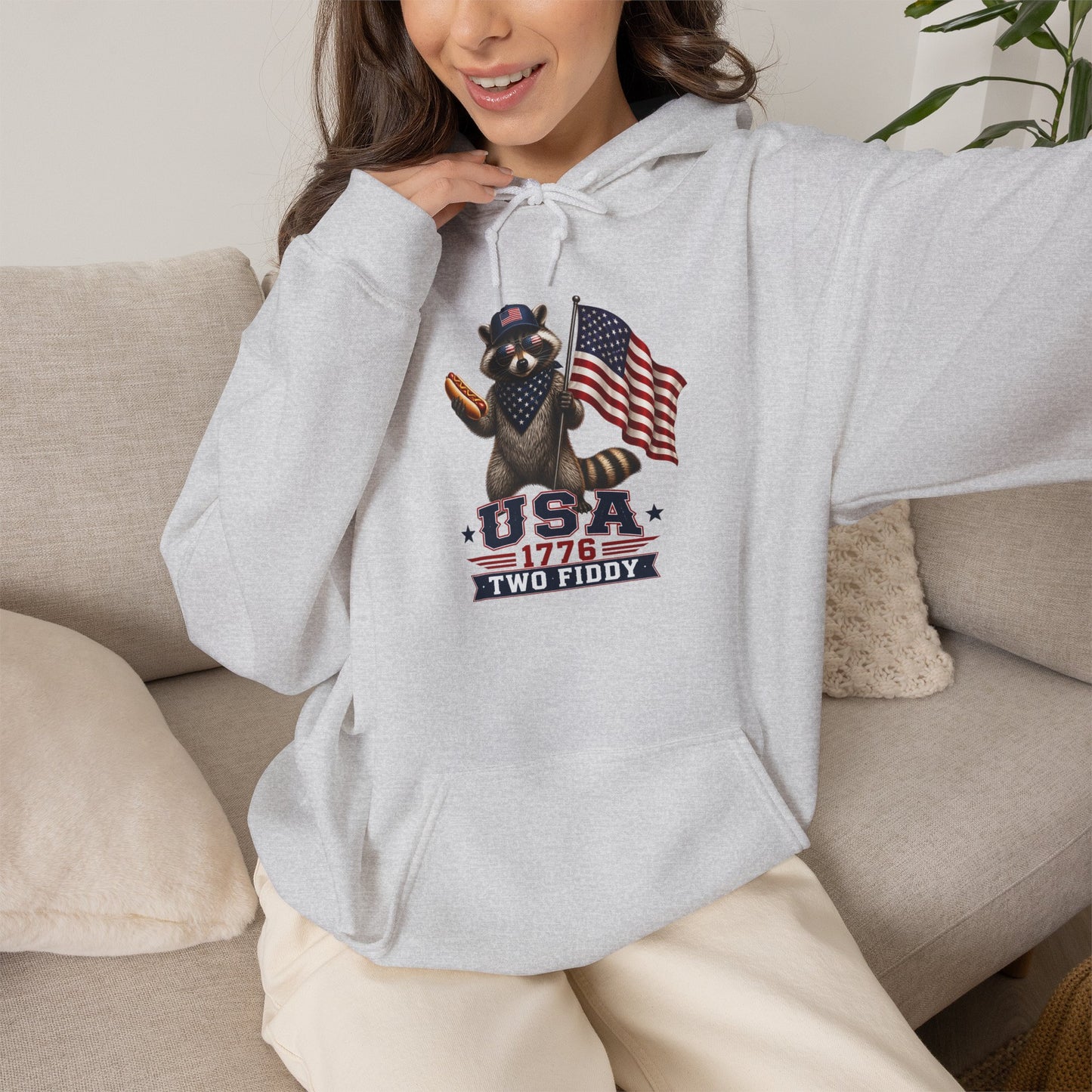 Patriotic Raccoon USA 1776 Hoodie - American Flag Independence Day Sweatshirt