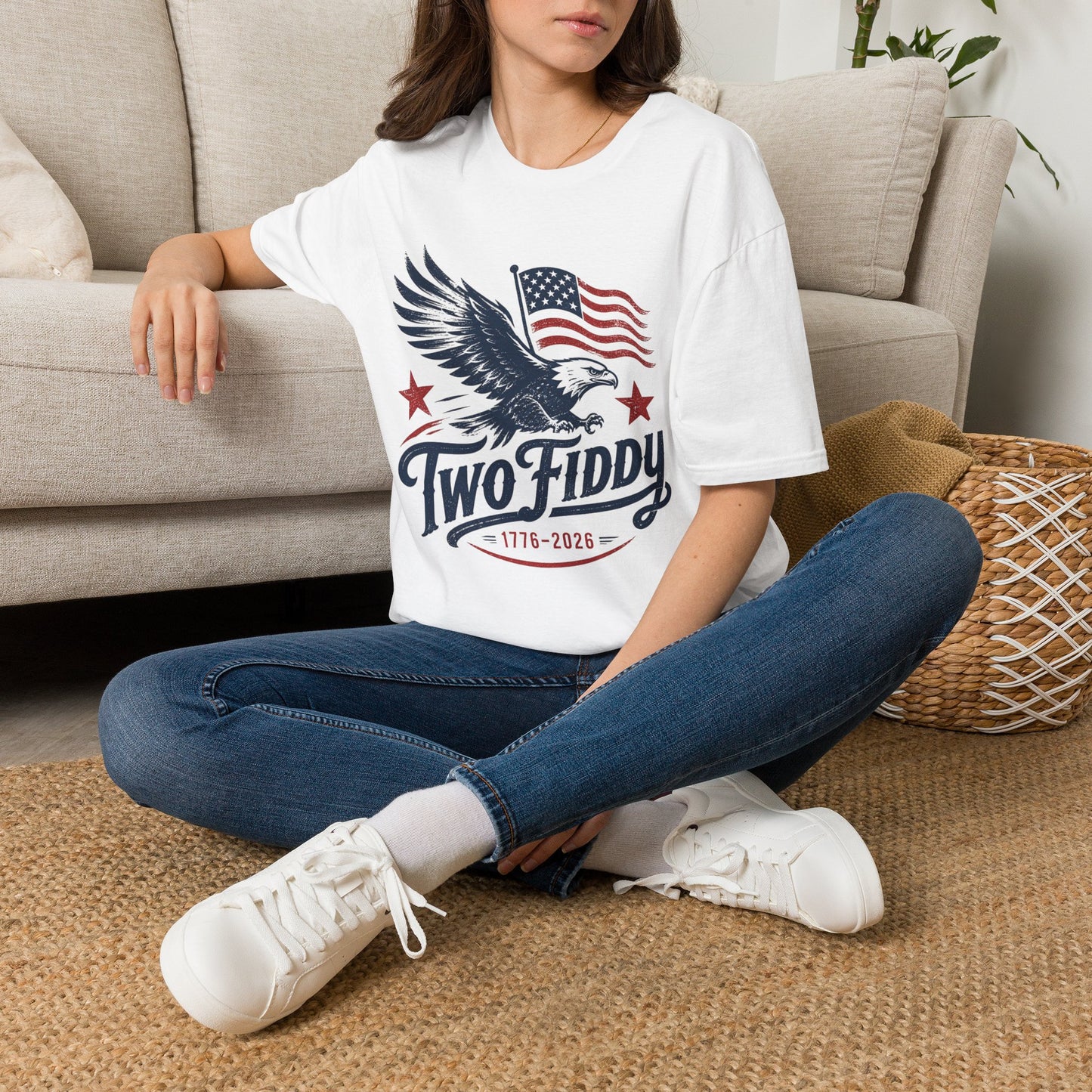 Eagle & American Flag T-Shirt — Two Fiddy Patriotic Tee (1776–2026)