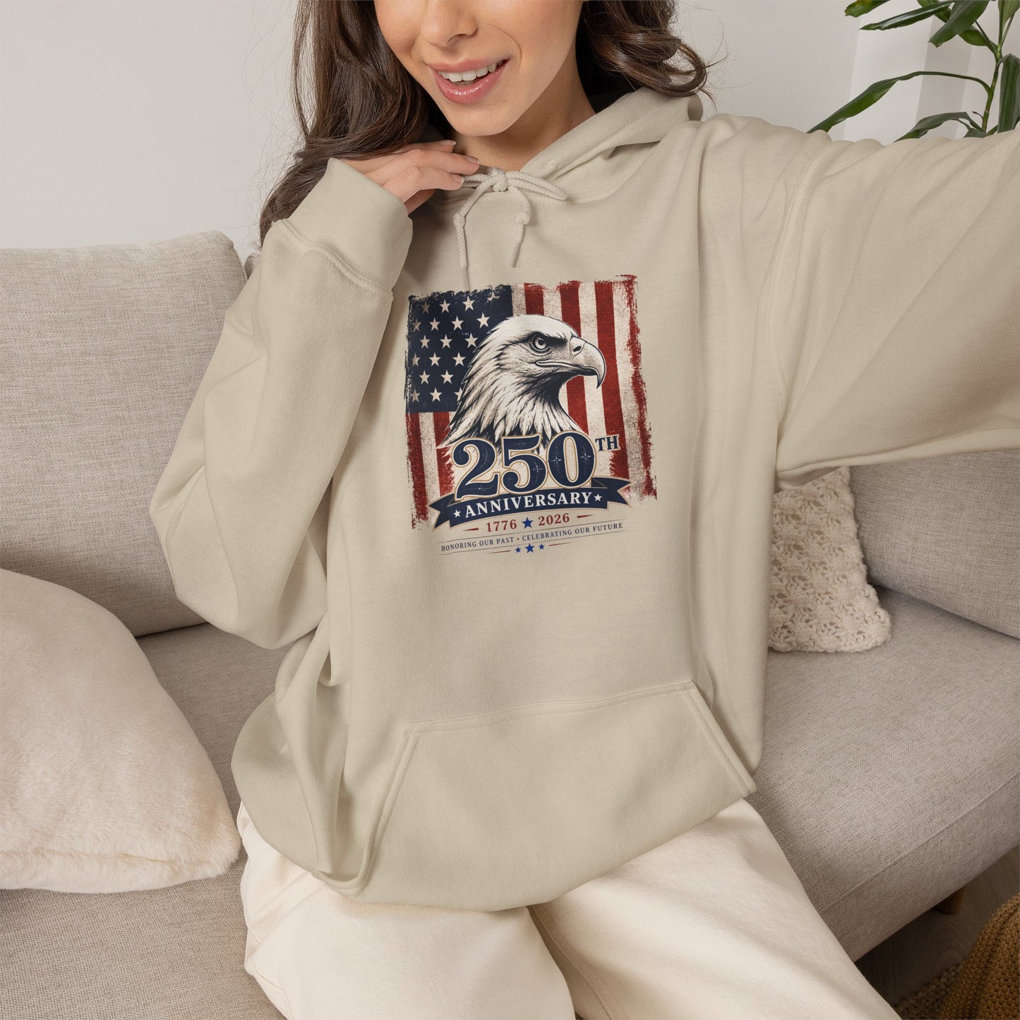 250th Anniversary Eagle Hoodie - Vintage American Flag Patriotic Sweatshirt