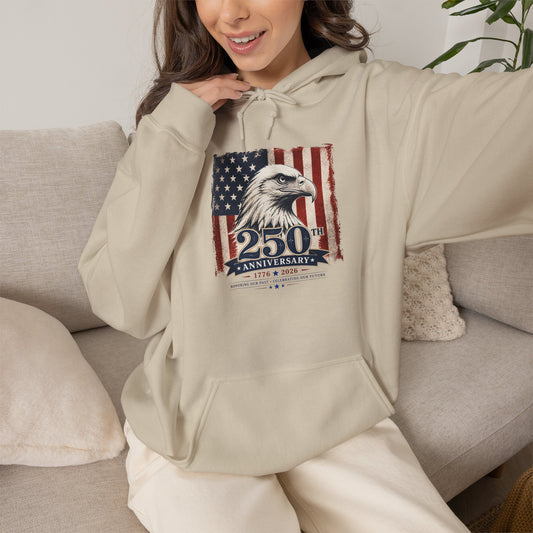 250th Anniversary Eagle Hoodie - Vintage American Flag Patriotic Sweatshirt