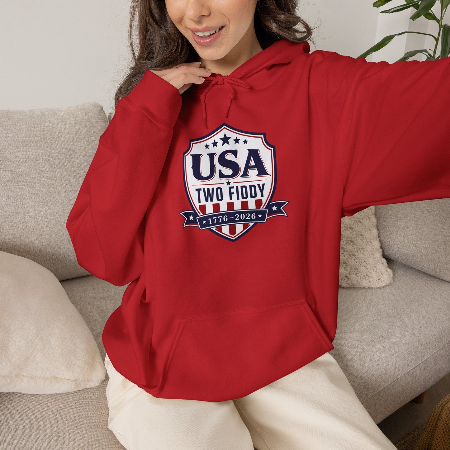 Hoodie - USA Two Fiddy Retro Shield Hoodie