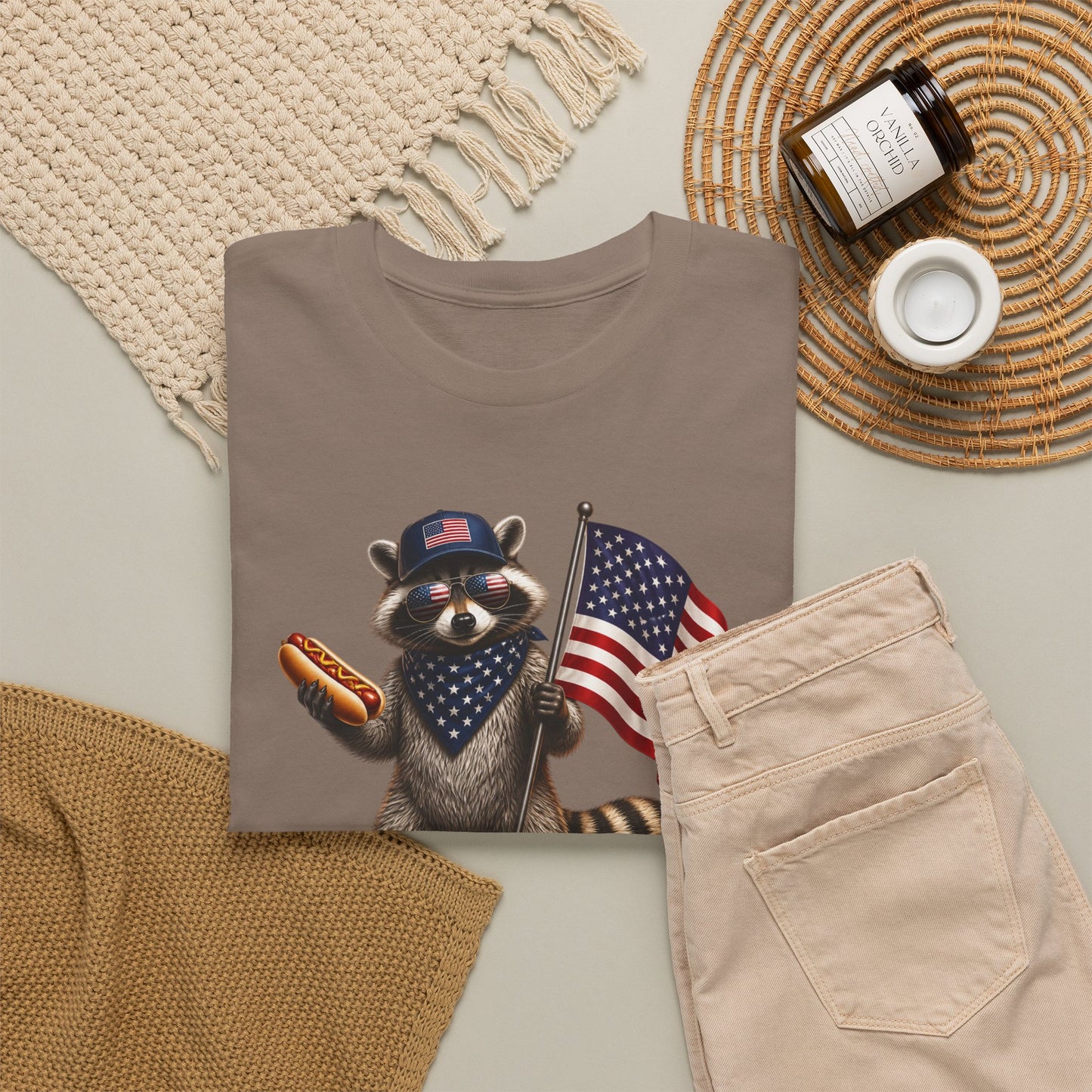 USA Raccoon Flag T-Shirt — "Two Fiddy" Patriotic 1776 Tee