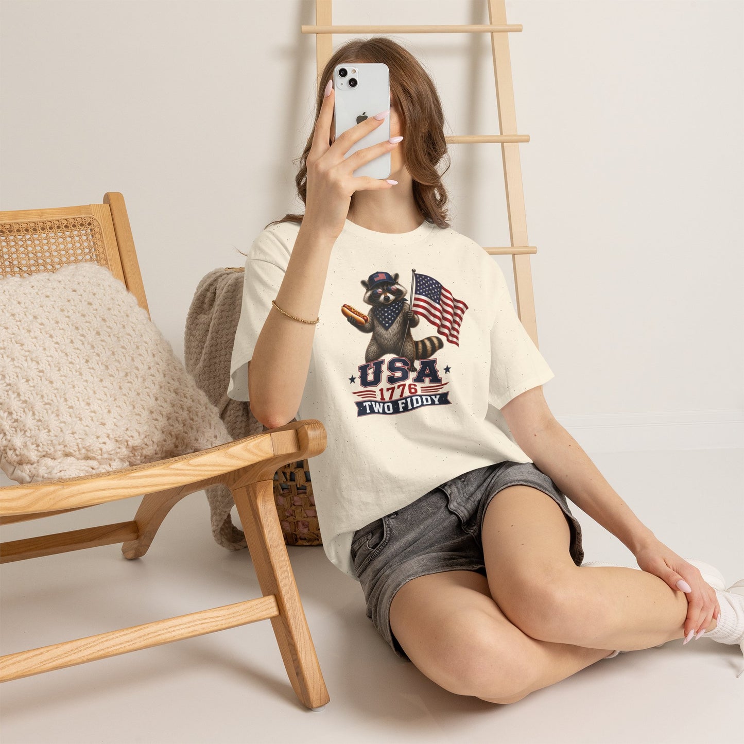 USA Raccoon Flag T-Shirt — "Two Fiddy" Patriotic 1776 Tee